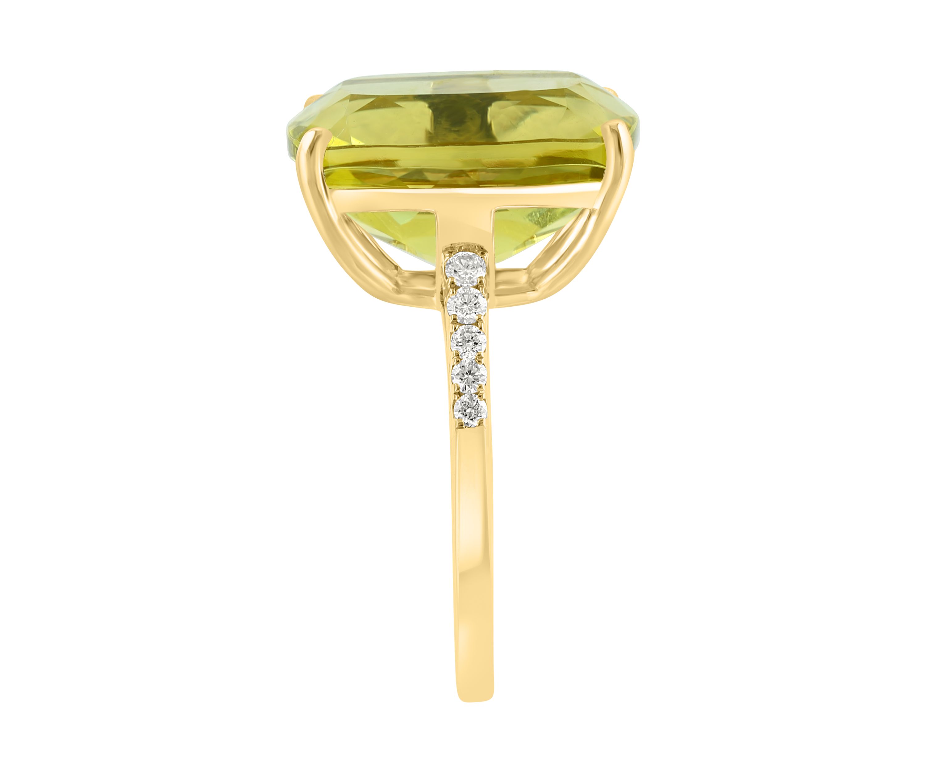 1/5 ct. t.w. Diamond and Lemon Quartz Ring in 14K Yellow Gold