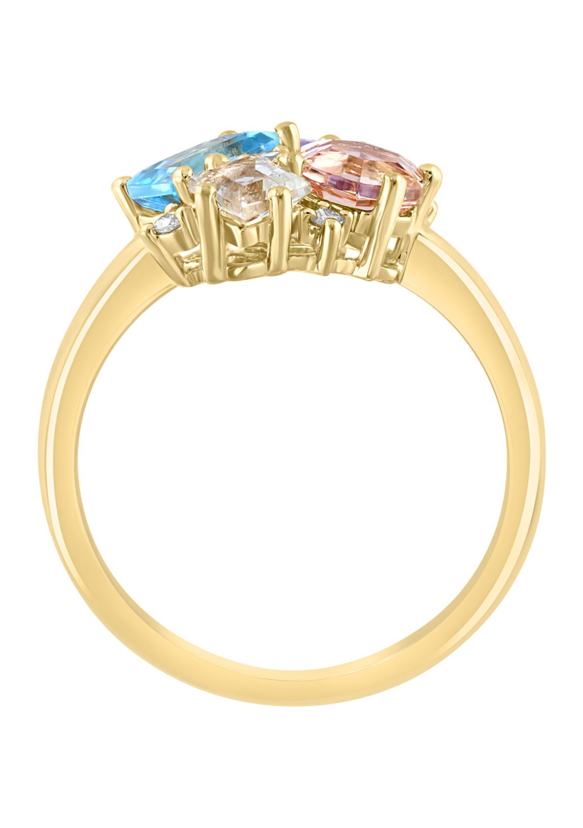 Diamond, Amethyst, Green Amethyst, Blue Topaz and Morganite Ring in 14K Yellow Gold