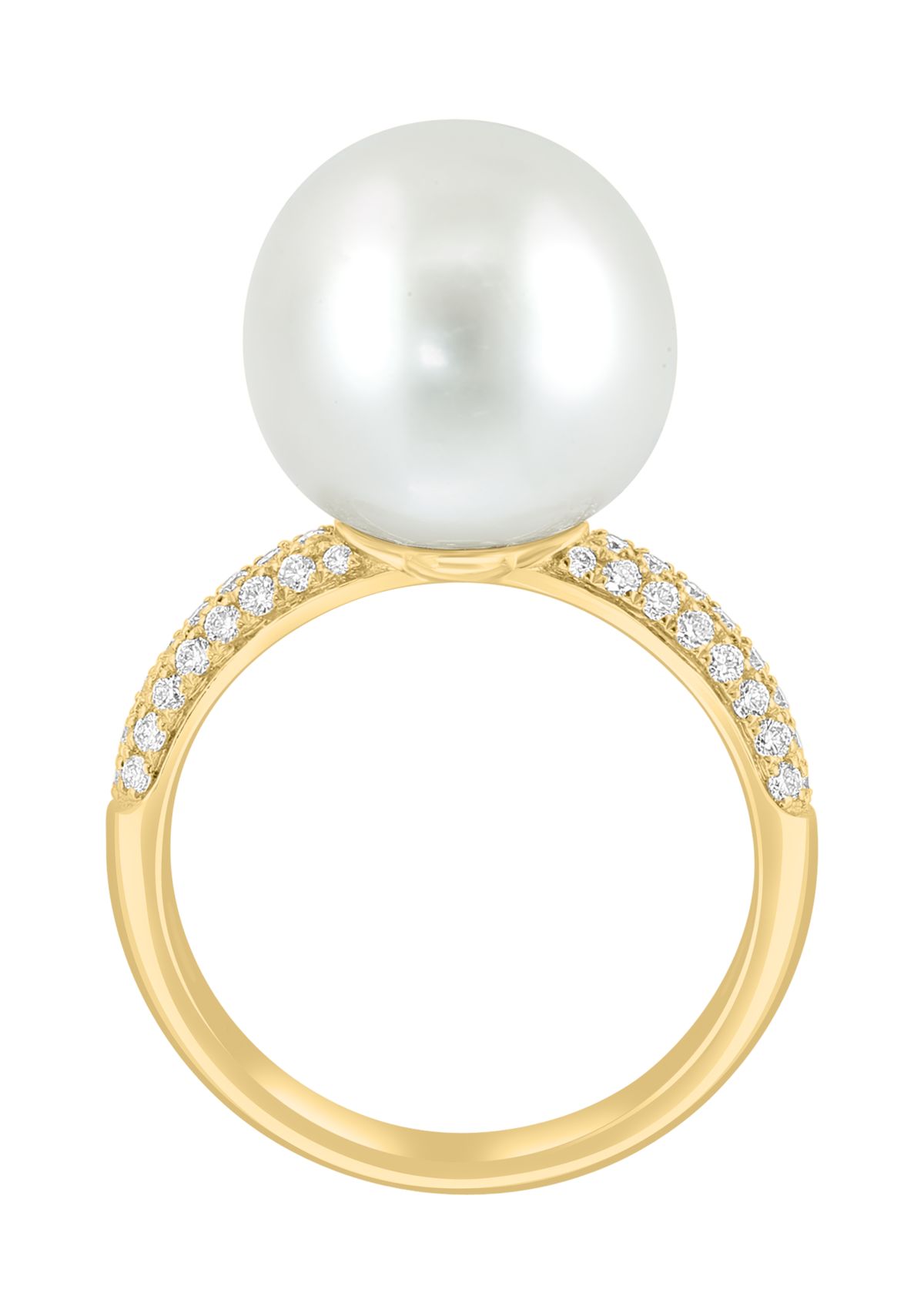 Effy® 1/3 ct.t.w. Diamond and Freshwater Pearl Ring in 14K Yellow Gold ...