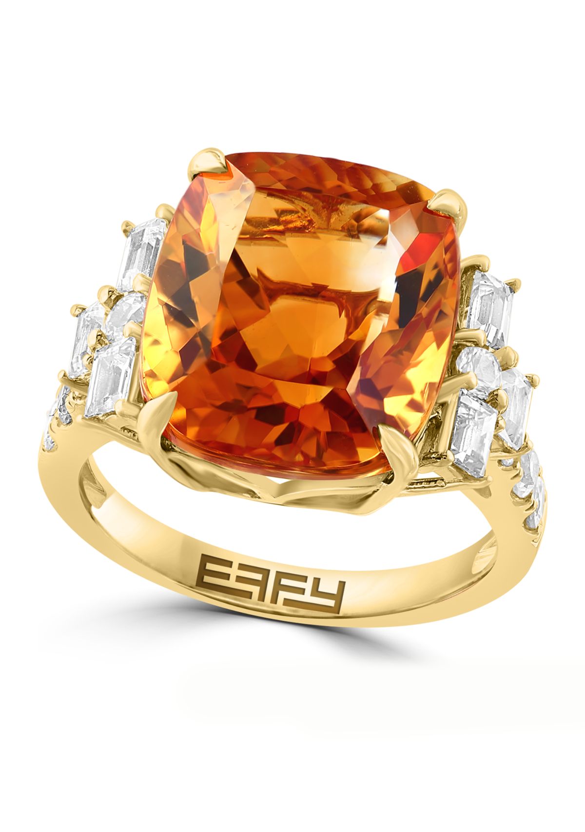 Effy® Citrine and White Sapphire Ring in 14K Yellow Gold | Belk