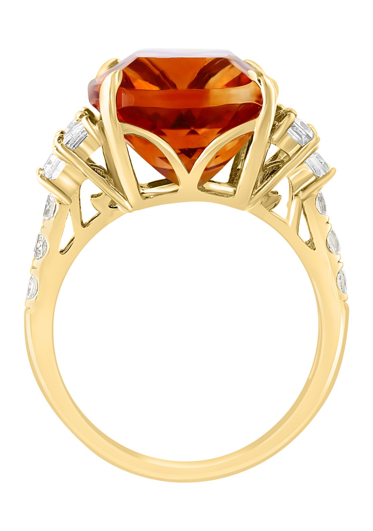 Effy® Citrine and White Sapphire Ring in 14K Yellow Gold | Belk