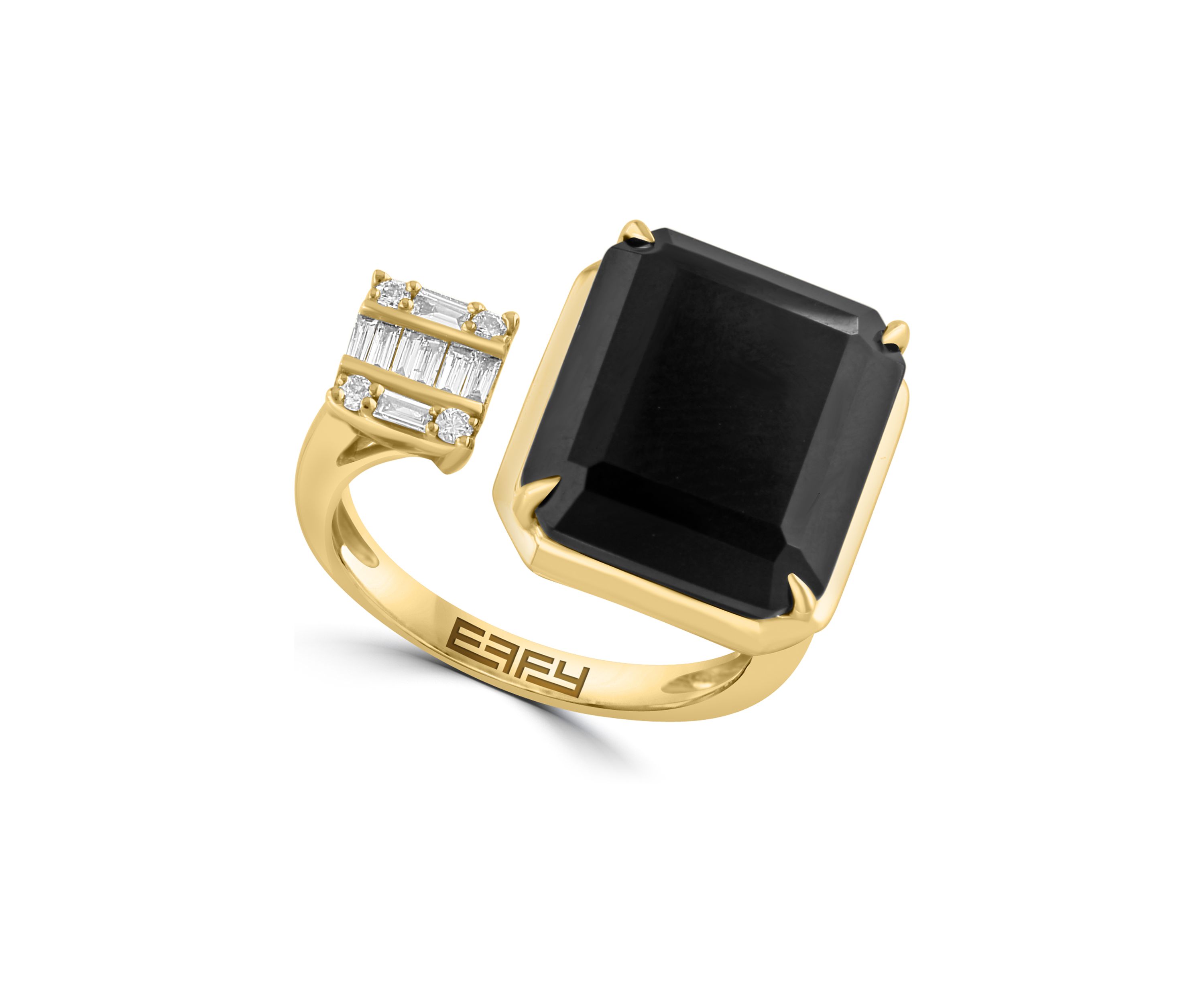 Diamond and Onyx Ring in 14K Yellow Gold