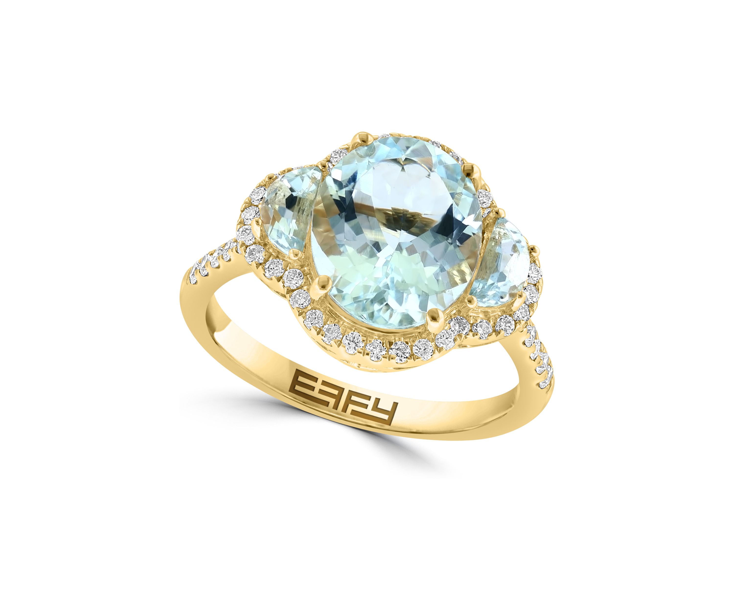 1/3 ct. t.w. Diamond, 3.5 ct. t.w. Aquamarine Ring in 14K Yellow Gold