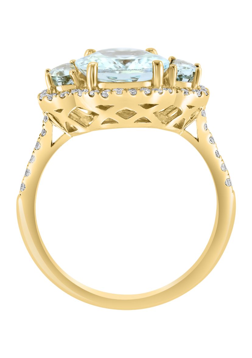 1/3 ct. t.w. Diamond, 3.5 ct. t.w. Aquamarine Ring in 14K Yellow Gold