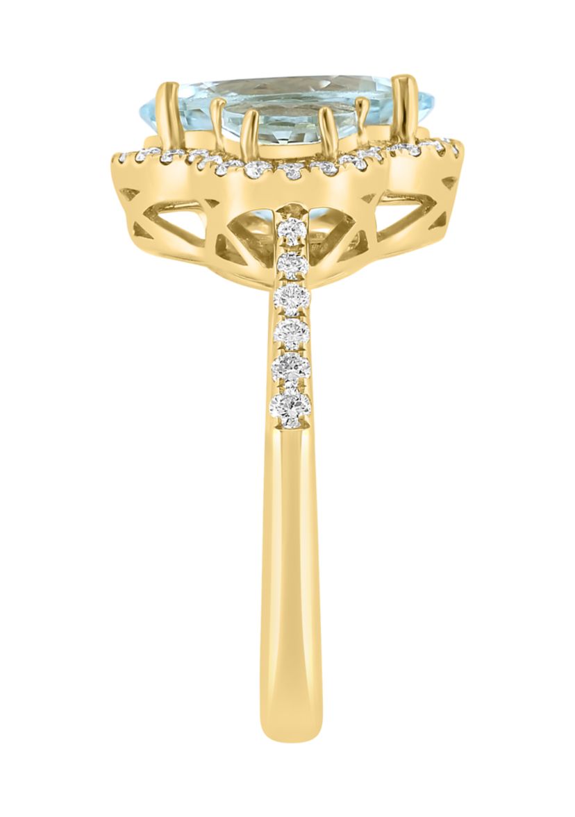 1/3 ct. t.w. Diamond, 3.5 ct. t.w. Aquamarine Ring in 14K Yellow Gold