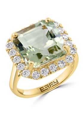 Effy 3/4 ct. t.w. Diamond, 7.8 ct. t.w. Green Amethyst Ring in 14K Yellow Gold -  5400451IRY0Y032IL