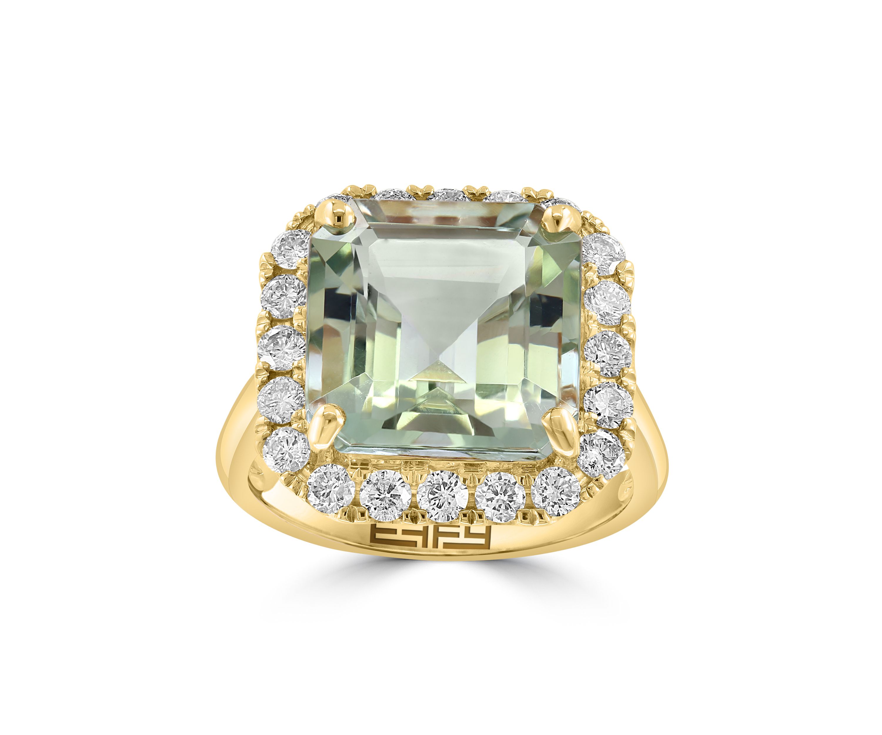 3/4 ct. t.w. Diamond, 7.8 ct. t.w. Green Amethyst Ring in 14K Yellow Gold