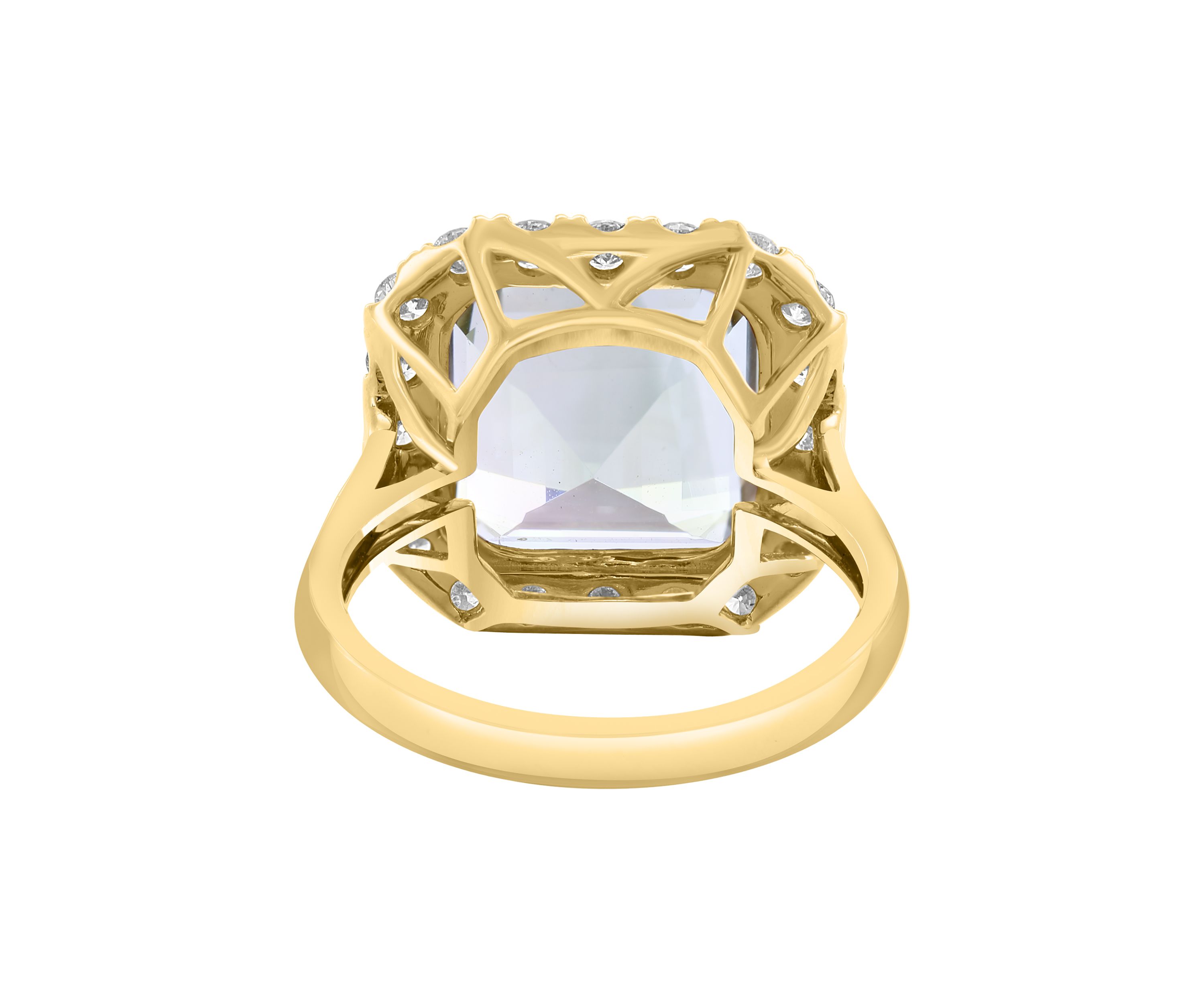 3/4 ct. t.w. Diamond, 7.8 ct. t.w. Green Amethyst Ring in 14K Yellow Gold