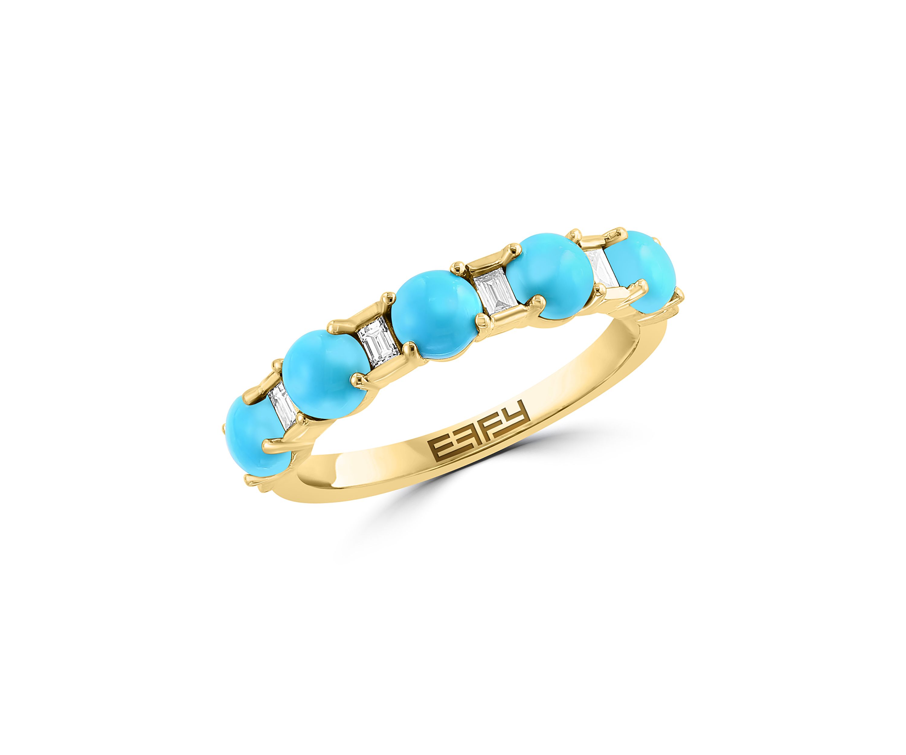 1/6 ct. t.w. Diamond, 1.3 ct. t.w. Turquoise Ring in 14K Yellow Gold