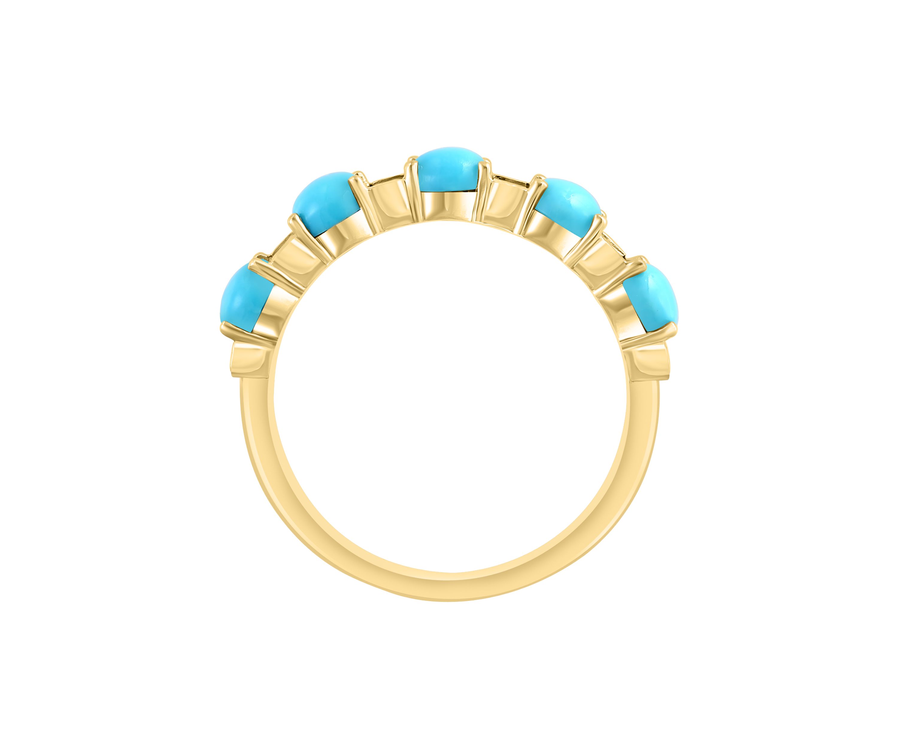 1/6 ct. t.w. Diamond, 1.3 ct. t.w. Turquoise Ring in 14K Yellow Gold