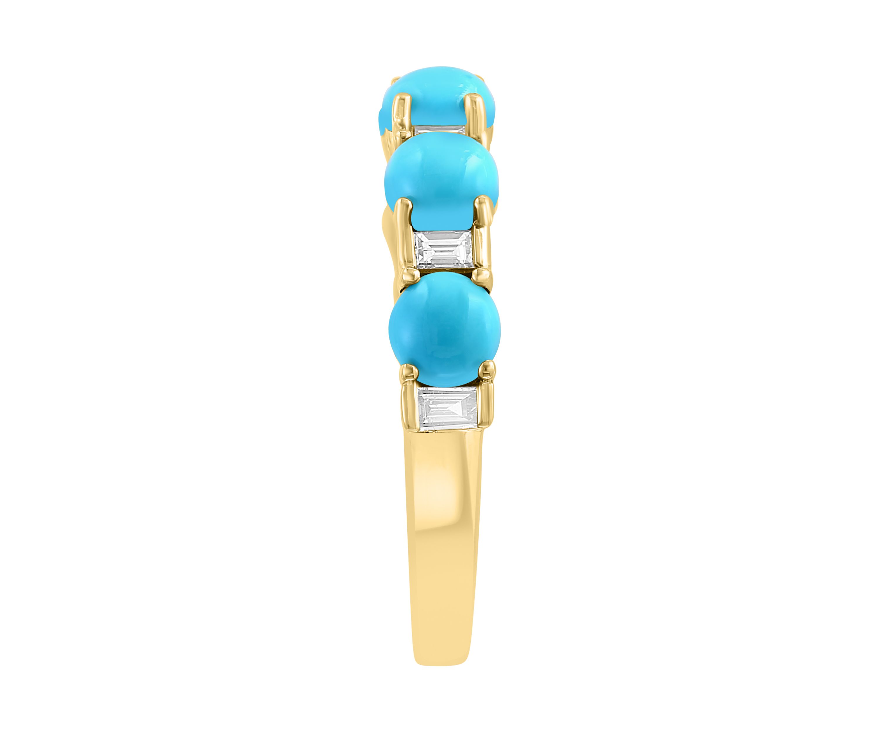 1/6 ct. t.w. Diamond, 1.3 ct. t.w. Turquoise Ring in 14K Yellow Gold