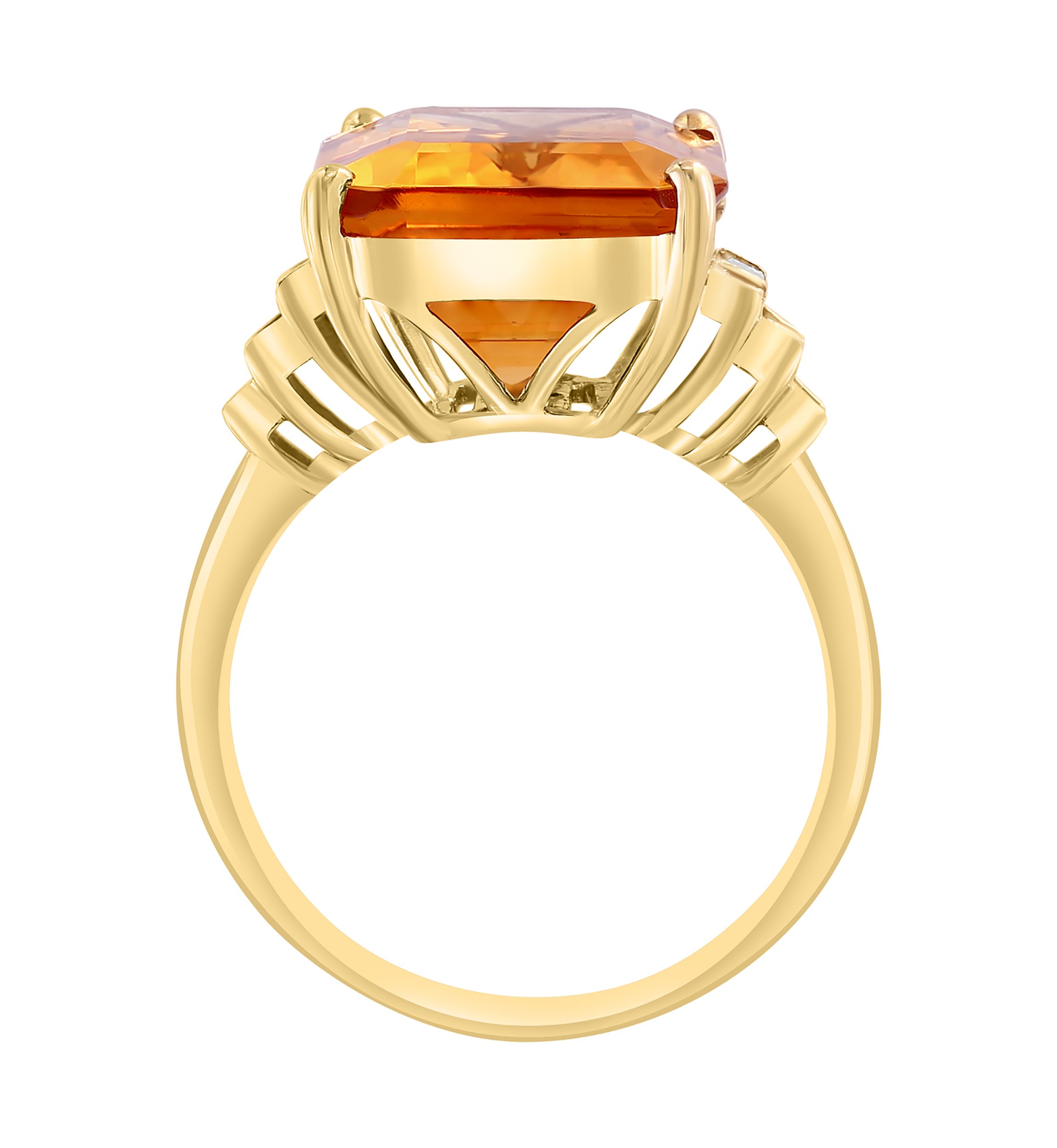 10.5 ct. t.w. Citrine, 1/10 ct. t.w. Diamond Ring In 14K Yellow Gold
