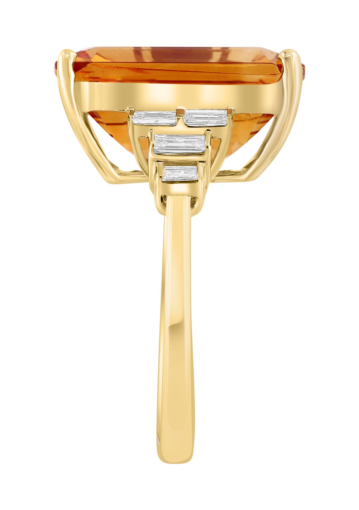 10.5 ct. t.w. Citrine, 1/10 ct. t.w. Diamond Ring In 14K Yellow Gold