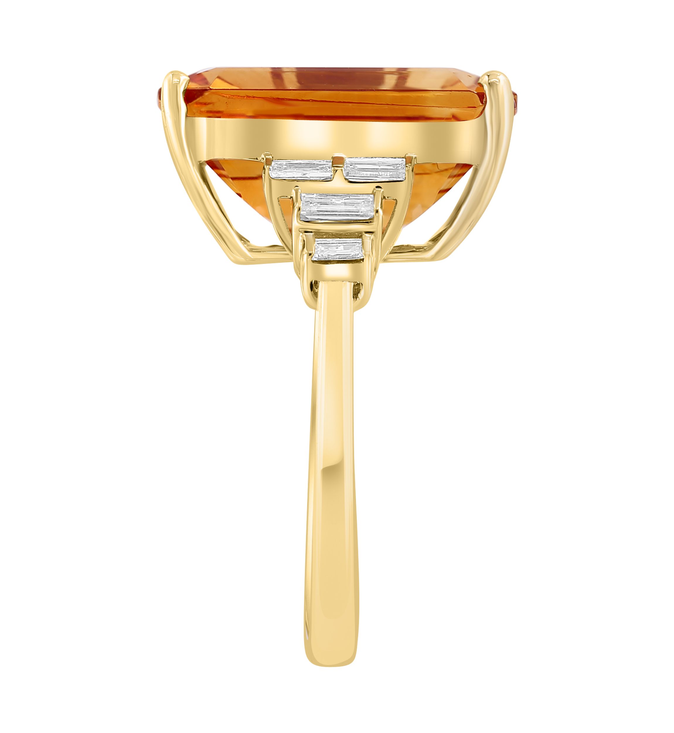 10.5 ct. t.w. Citrine, 1/10 ct. t.w. Diamond Ring In 14K Yellow Gold