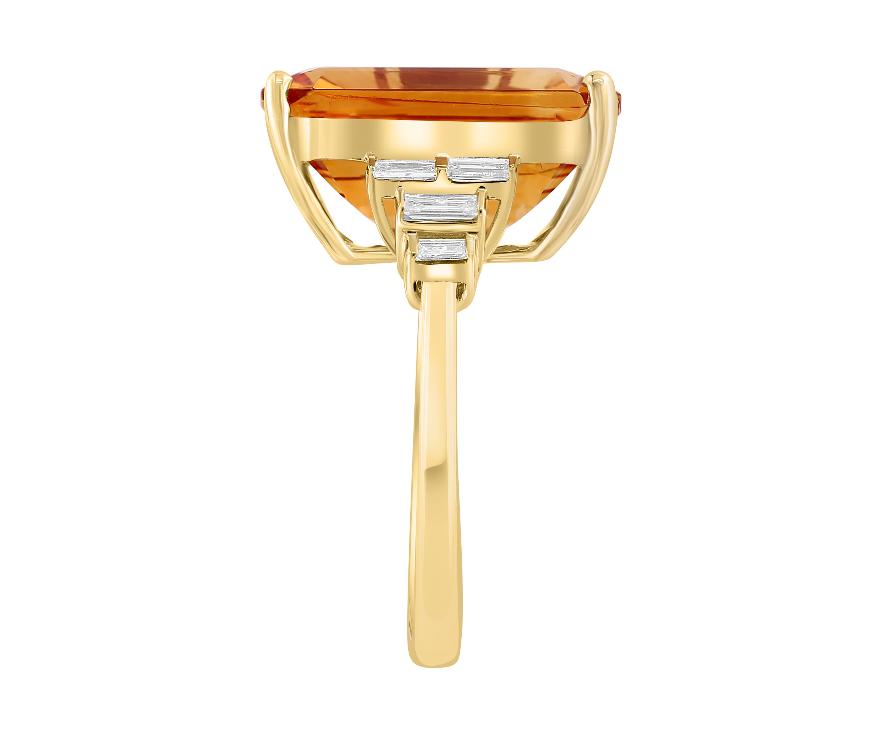 10.5 ct. t.w. Citrine, 1/10 ct. t.w. Diamond Ring In 14K Yellow Gold