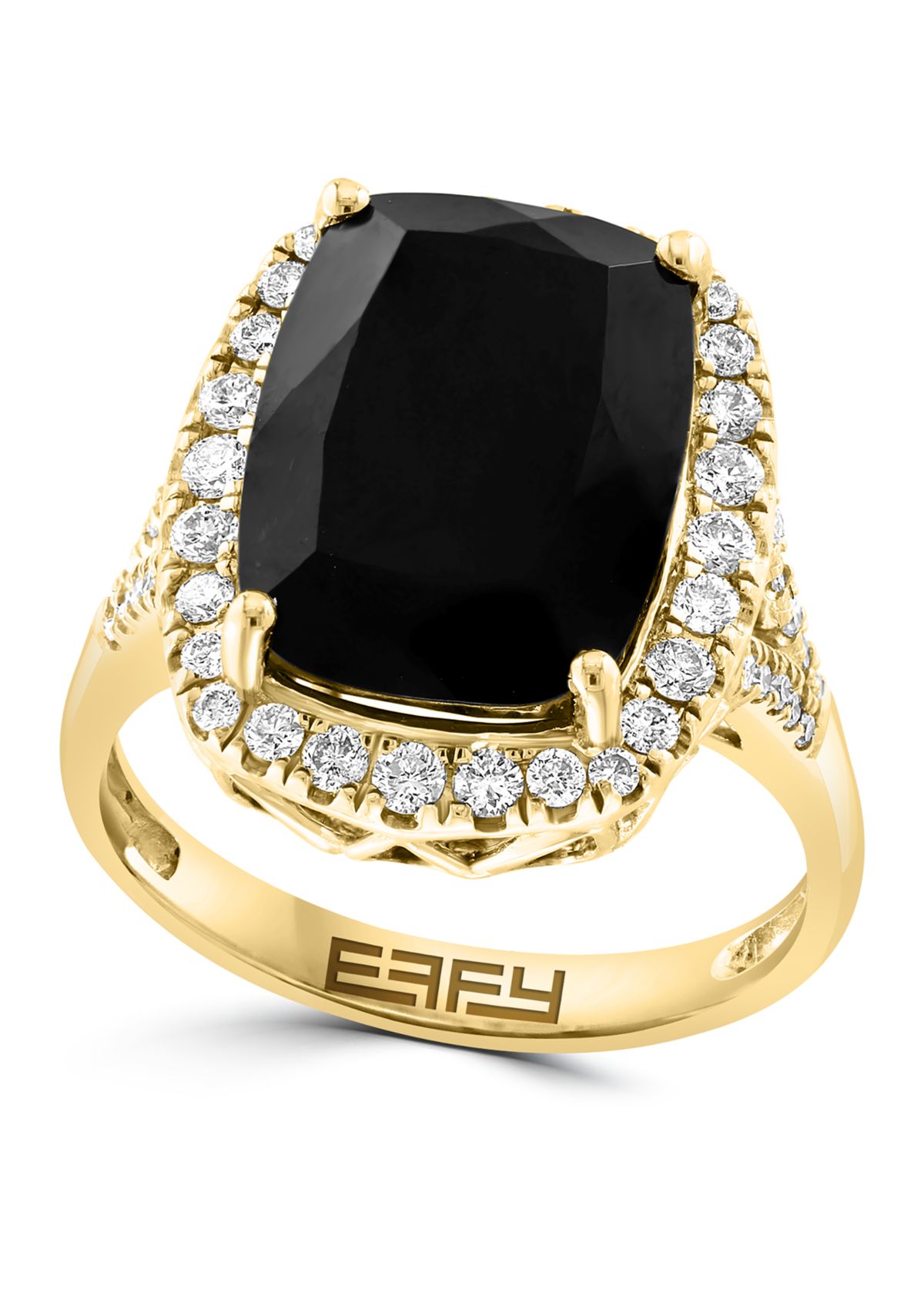 0.51 ct. t.w. Diamond, 6.85 ct. t.w. Onyx  Ring In 14K Yellow Gold