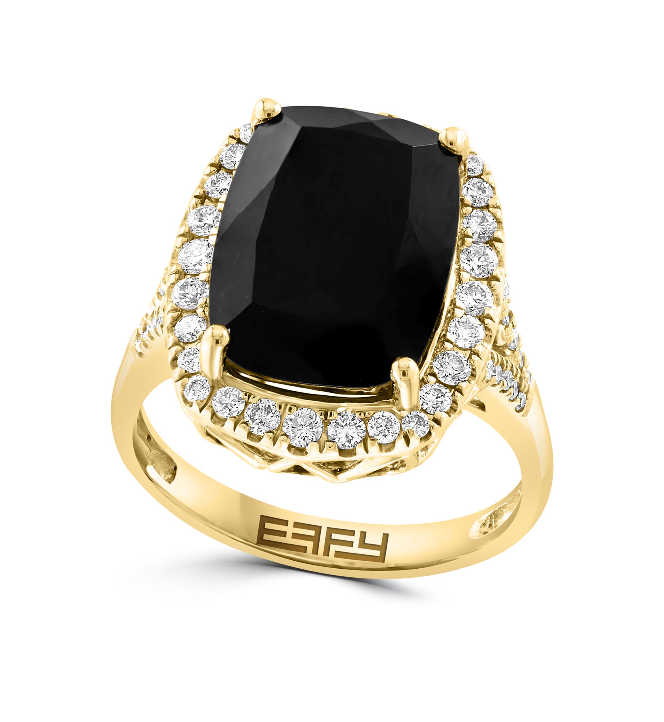 0.51 ct. t.w. Diamond, 6.85 ct. t.w. Onyx  Ring In 14K Yellow Gold