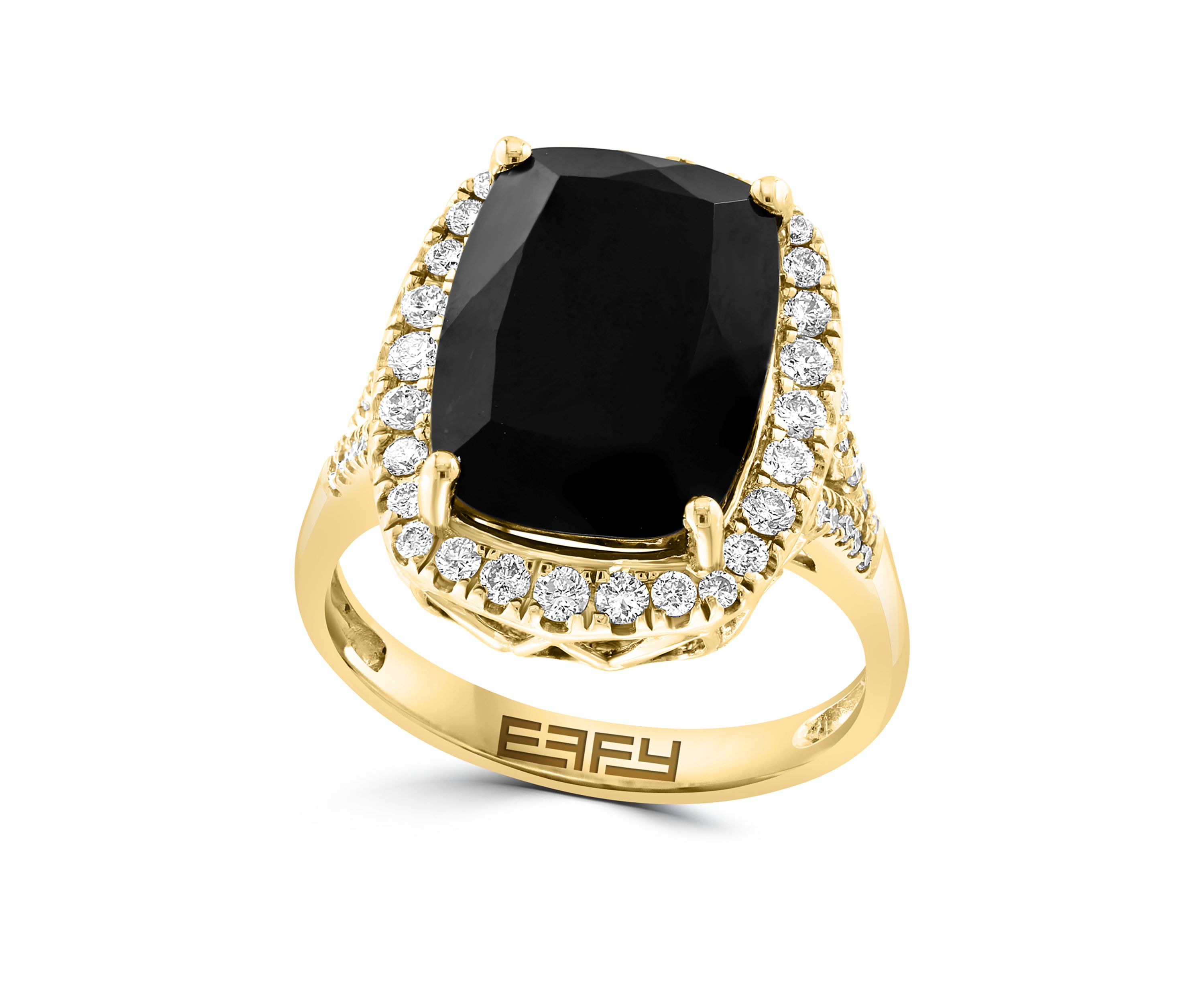0.51 ct. t.w. Diamond, 6.85 ct. t.w. Onyx  Ring In 14K Yellow Gold