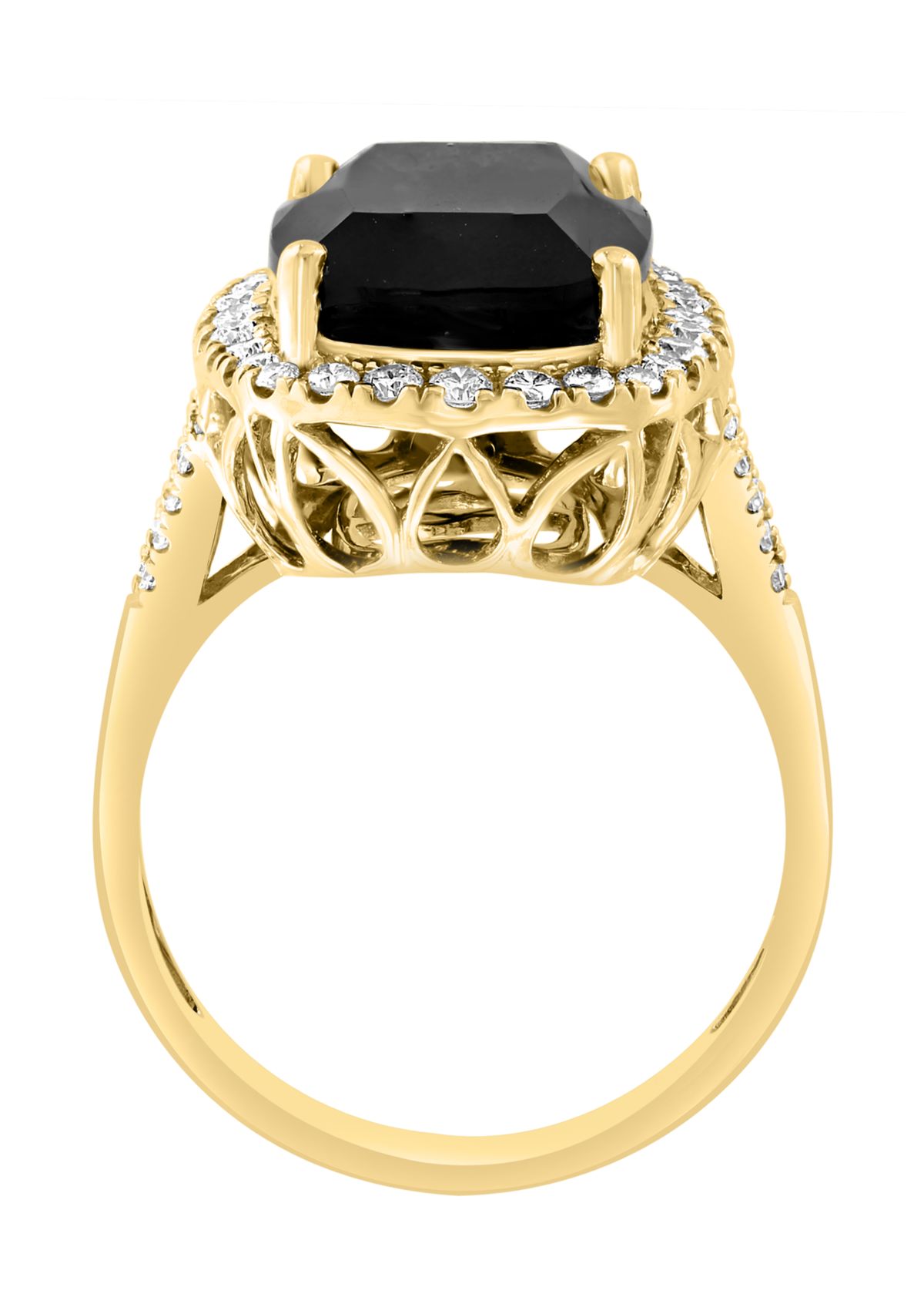 0.51 ct. t.w. Diamond, 6.85 ct. t.w. Onyx  Ring In 14K Yellow Gold