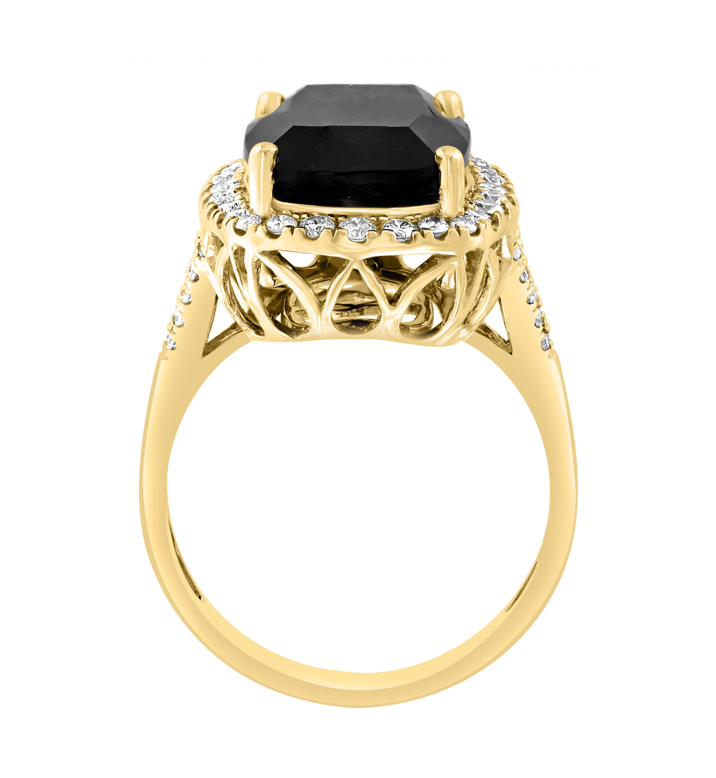 0.51 ct. t.w. Diamond, 6.85 ct. t.w. Onyx  Ring In 14K Yellow Gold