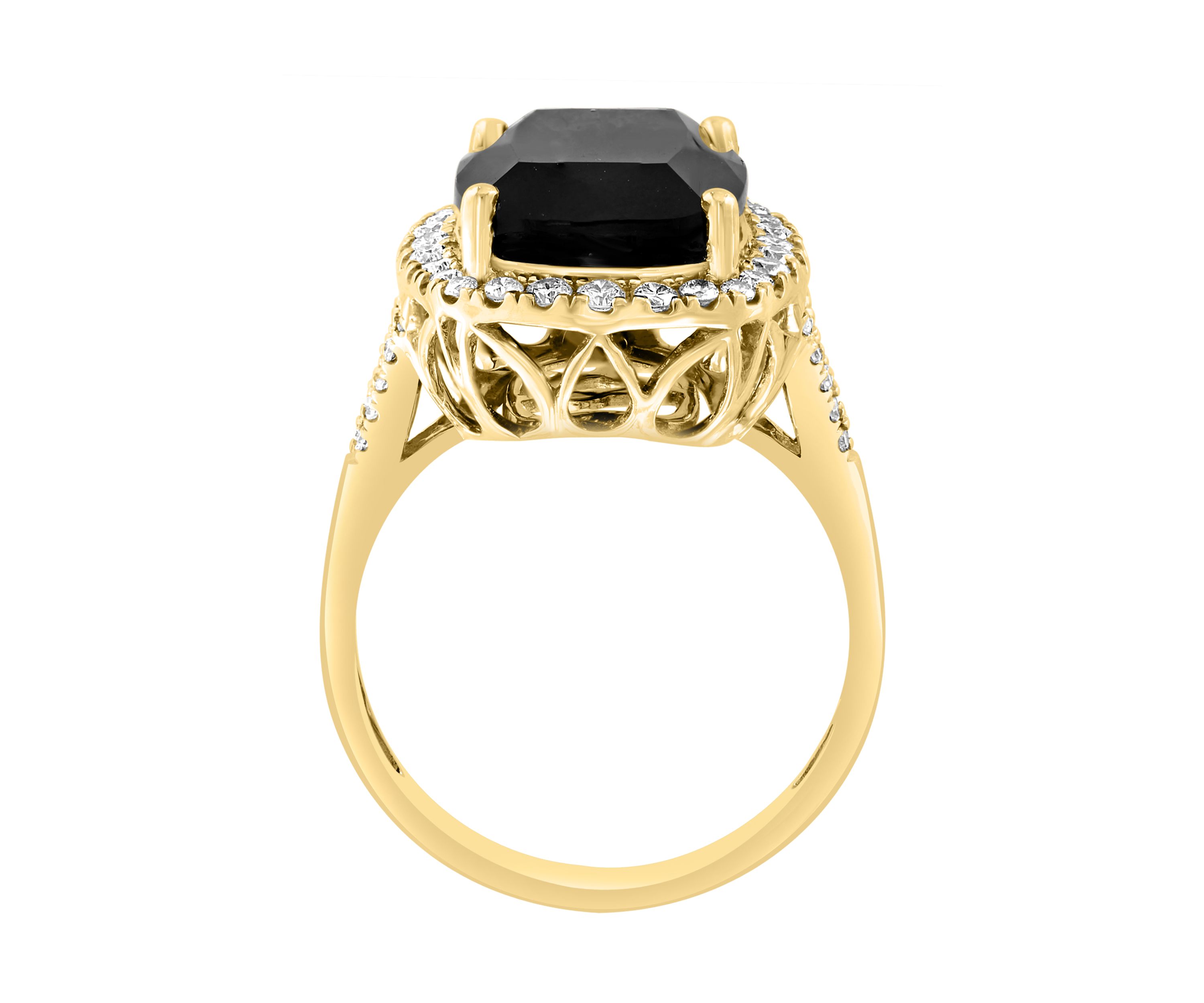 0.51 ct. t.w. Diamond, 6.85 ct. t.w. Onyx  Ring In 14K Yellow Gold