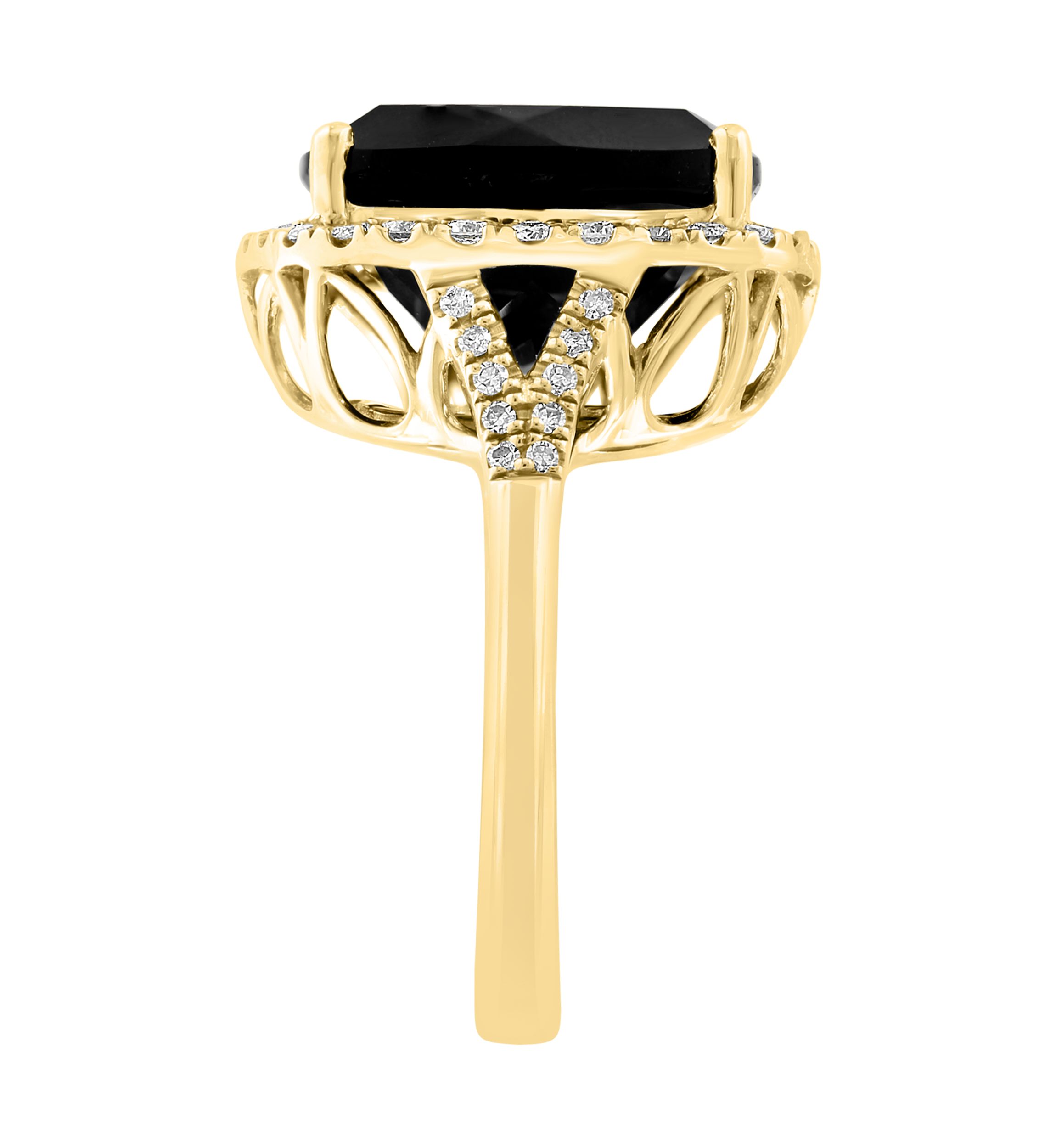 0.51 ct. t.w. Diamond, 6.85 ct. t.w. Onyx  Ring In 14K Yellow Gold