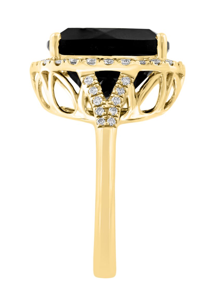 0.51 ct. t.w. Diamond, 6.85 ct. t.w. Onyx  Ring In 14K Yellow Gold