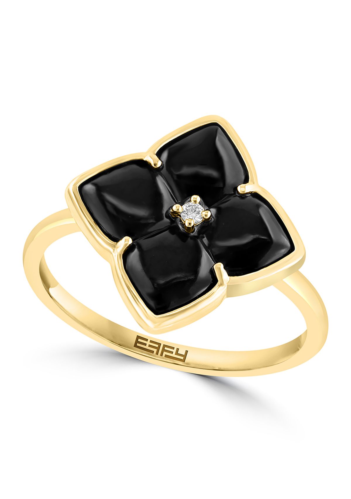 1/10 ct. t.w. Diamond, 2.05 ct. t.w. Onyx Ring in 14K Yellow Gold