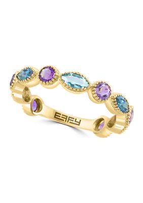 Effy 1.35 Ct. T.w. Amethyst, Blue Topaz, London Blue Topaz Ring In 14K Yellow Gold