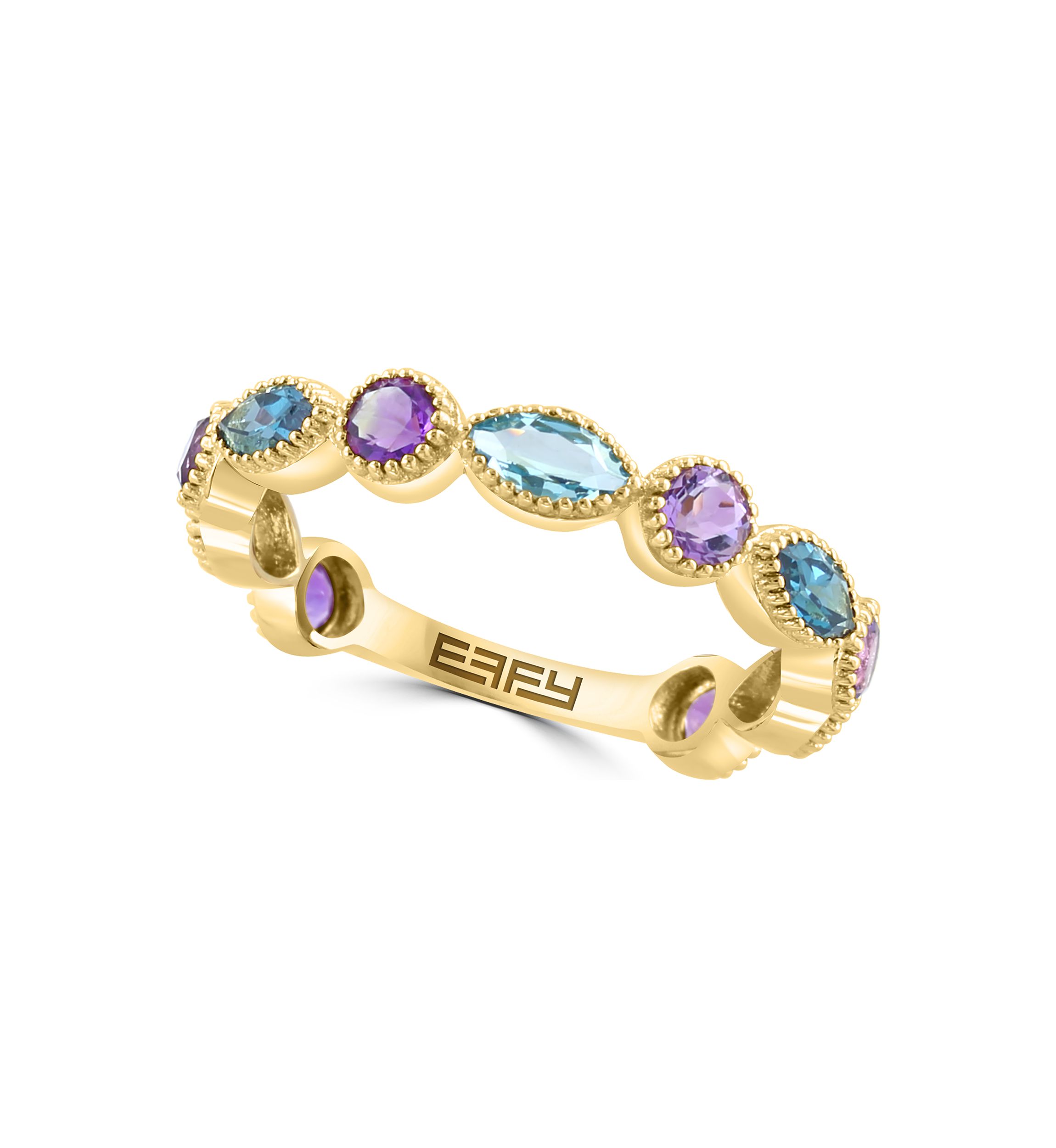1.35 ct. t.w. Amethyst, Blue Topaz, London Blue Topaz Ring in 14K Yellow Gold