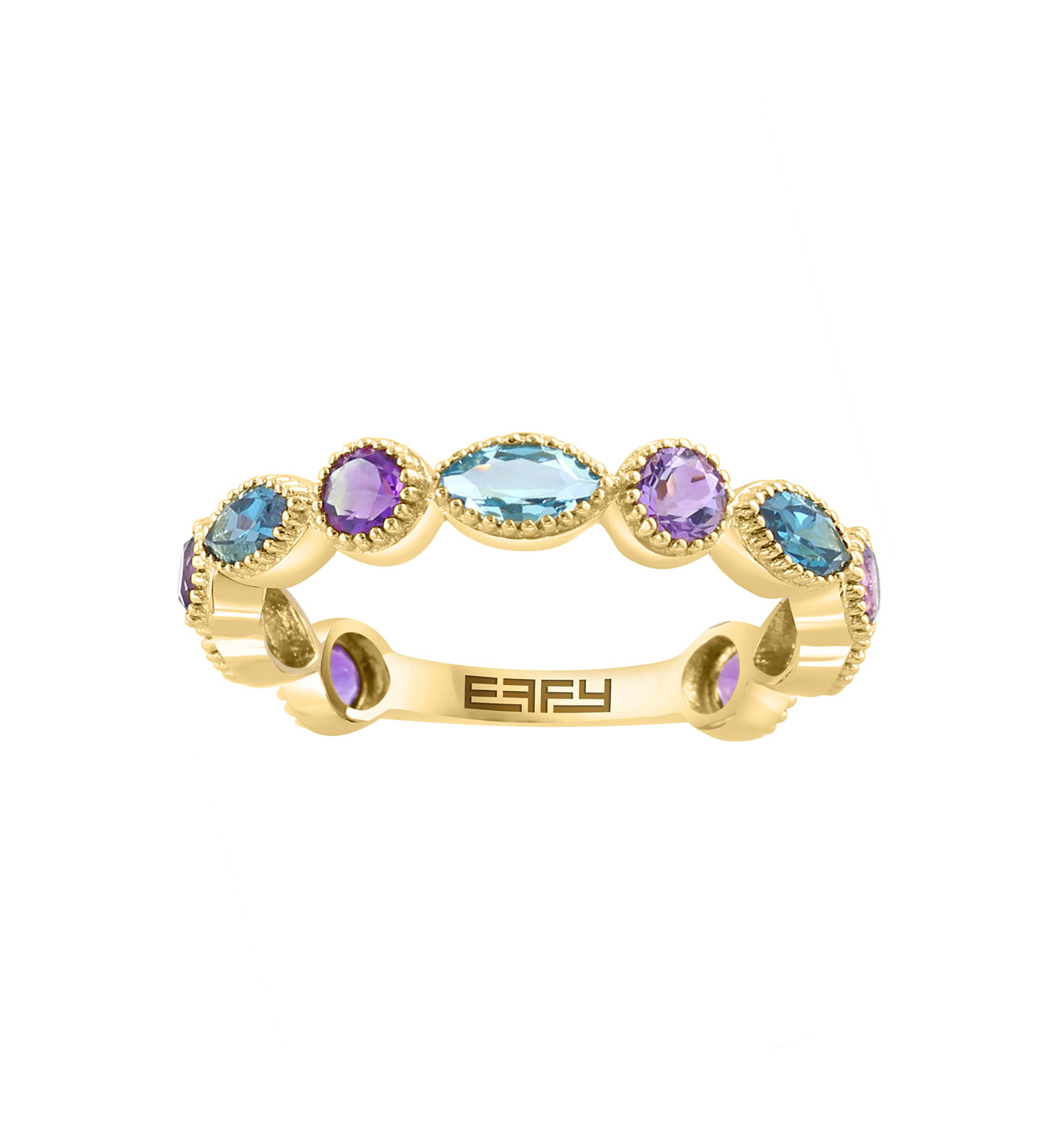 1.35 ct. t.w. Amethyst, Blue Topaz, London Blue Topaz Ring in 14K Yellow Gold