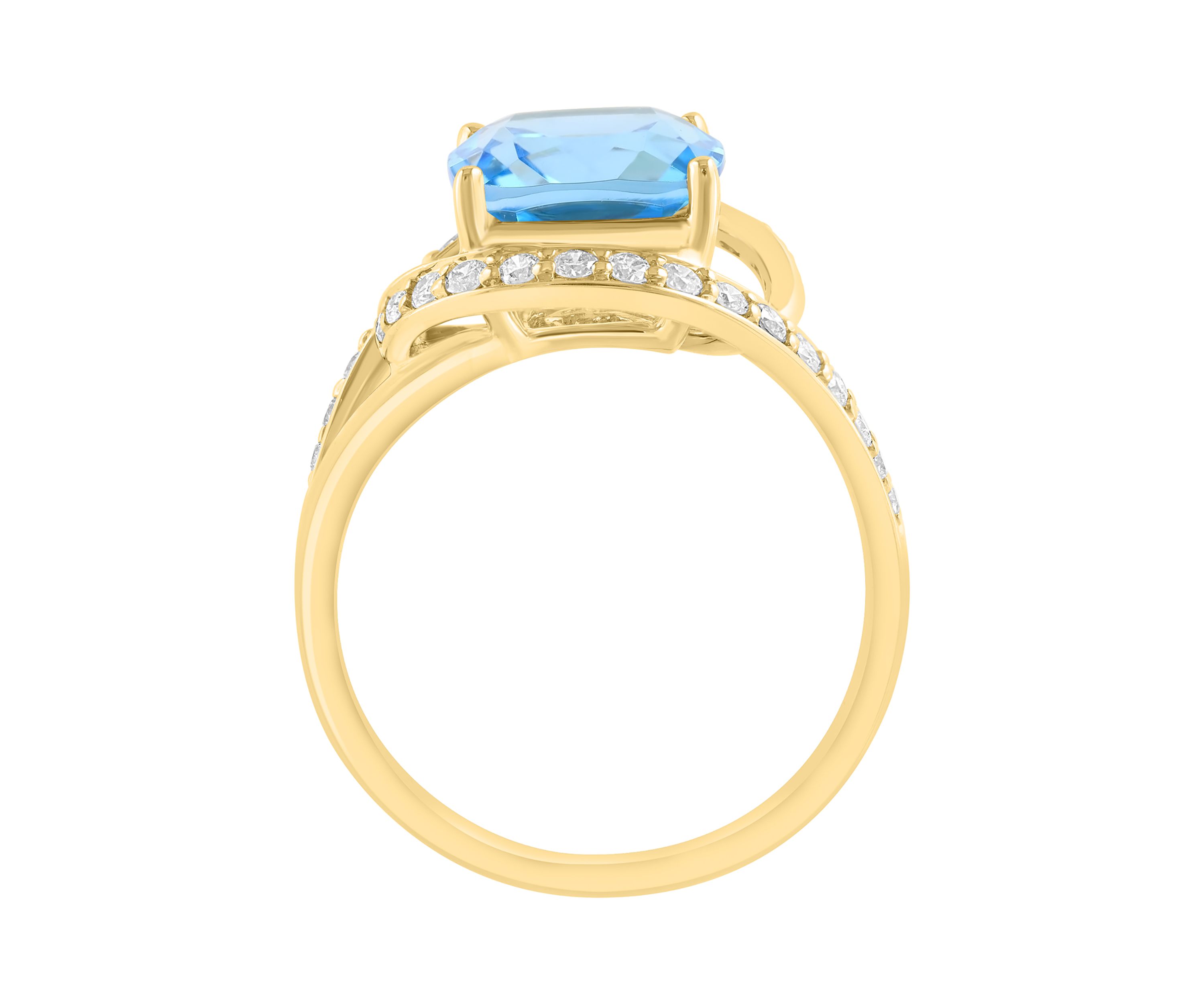 1/3 ct. t.w. Diamond and Blue Topaz Ring in 14K Yellow Gold