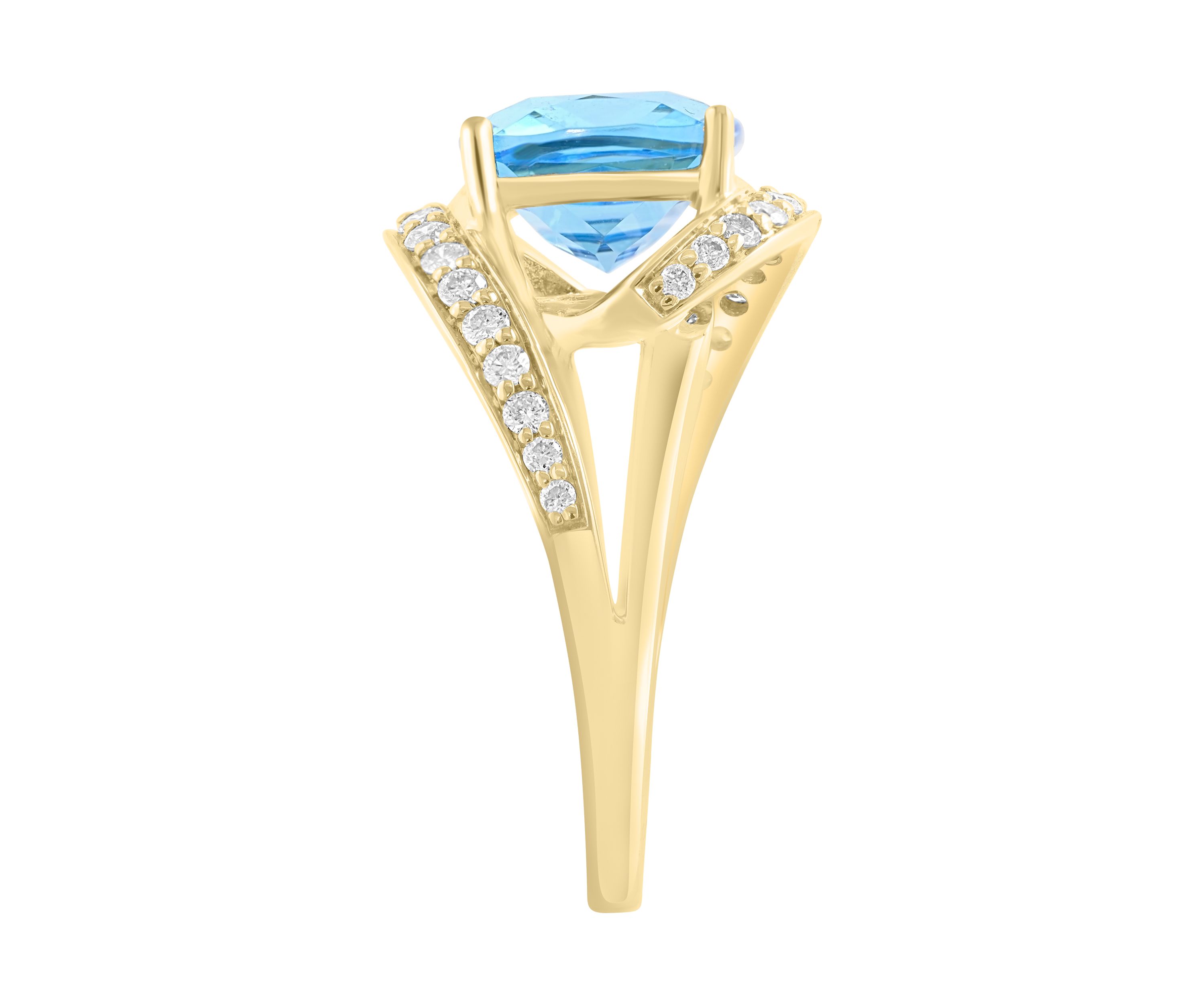 1/3 ct. t.w. Diamond and Blue Topaz Ring in 14K Yellow Gold