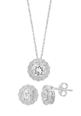 Effy 925 Sterling Silver Diamond, White Topaz Set