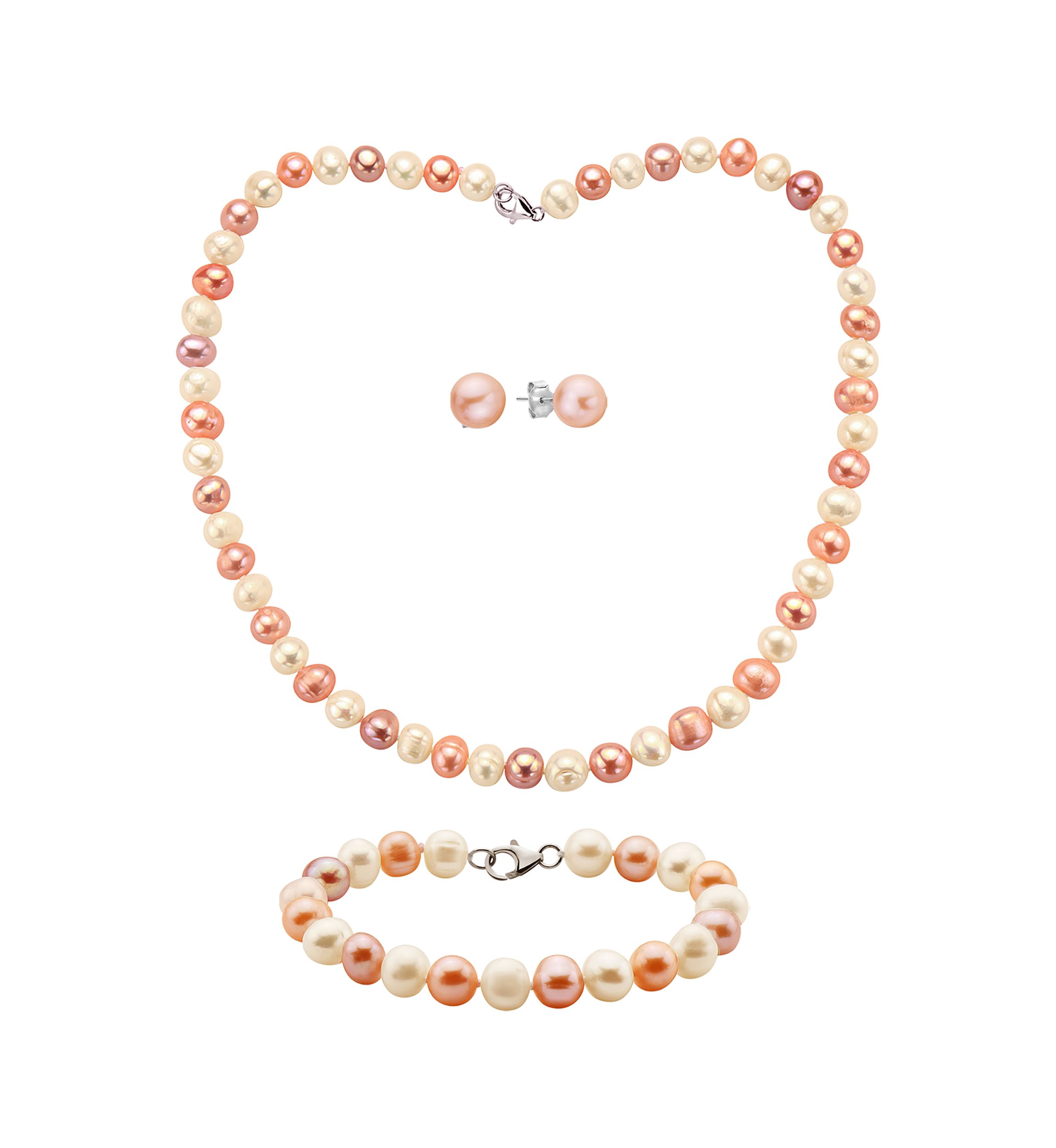 Sterling Silver Multi Hued Freshwater Pearl Set