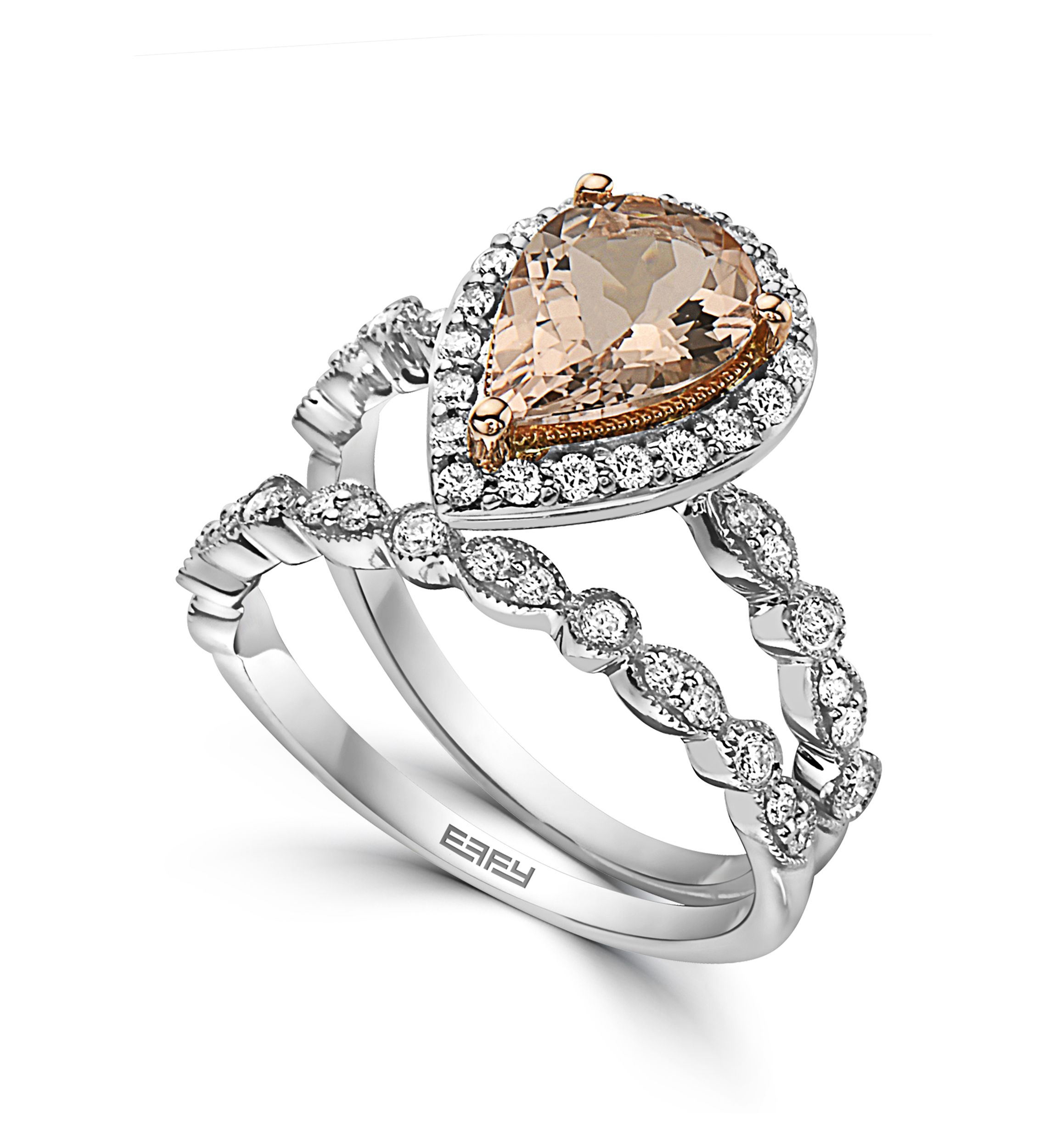 3/8 ct. t.w. Diamond, 1.4 ct. t.w. Morganite Ring in 14K White Gold