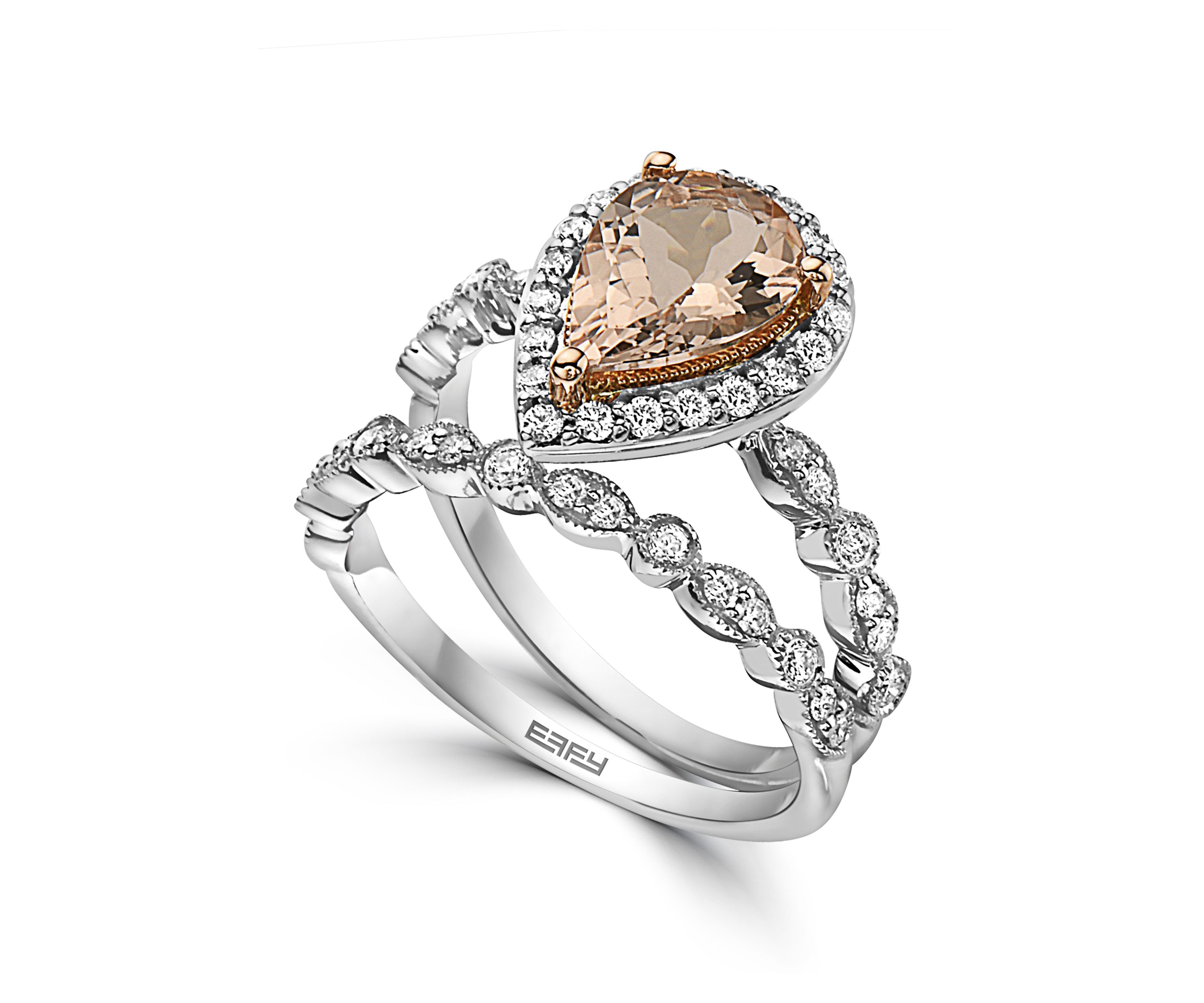 3/8 ct. t.w. Diamond, 1.4 ct. t.w. Morganite Ring in 14K White Gold
