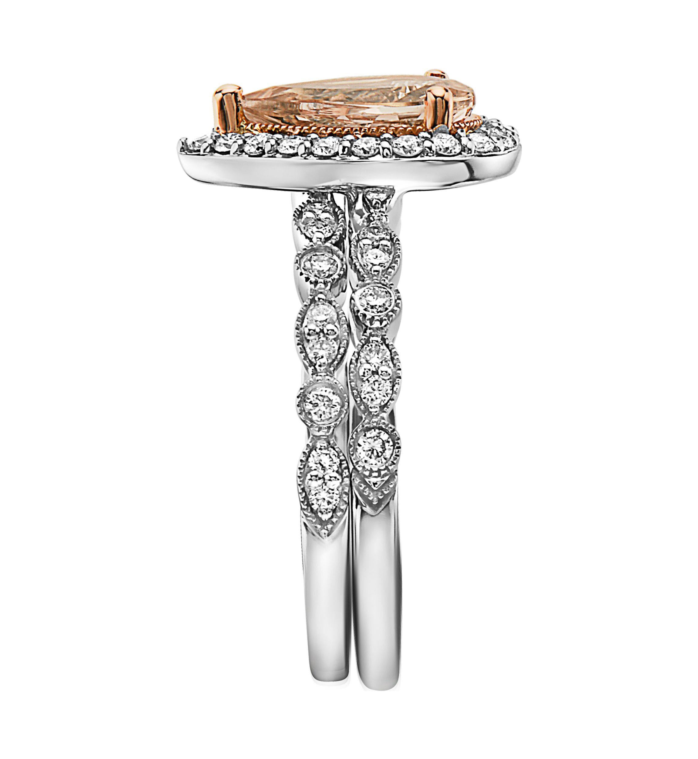 3/8 ct. t.w. Diamond, 1.4 ct. t.w. Morganite Ring in 14K White Gold