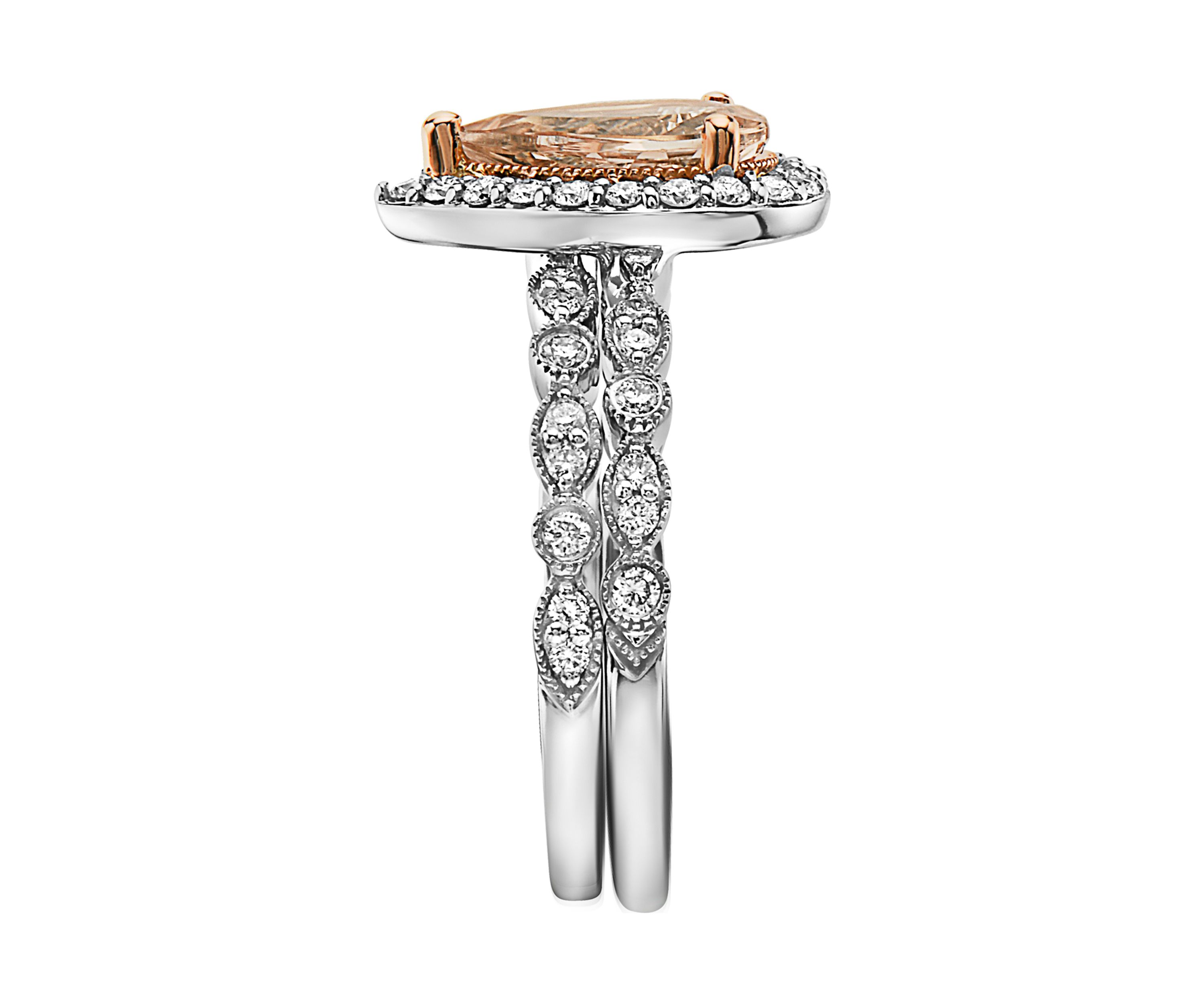 3/8 ct. t.w. Diamond, 1.4 ct. t.w. Morganite Ring in 14K White Gold