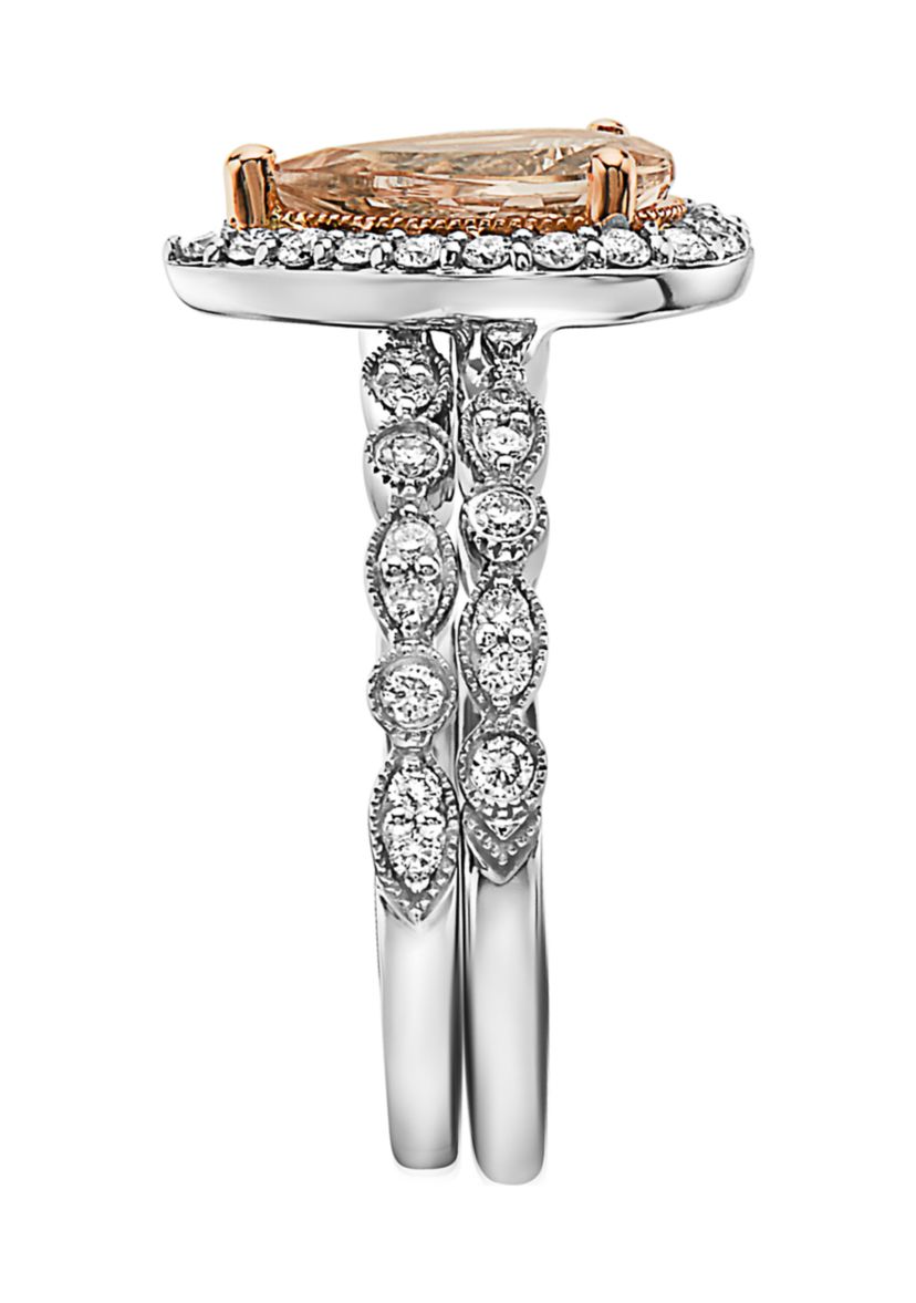 3/8 ct. t.w. Diamond, 1.4 ct. t.w. Morganite Ring in 14K White Gold