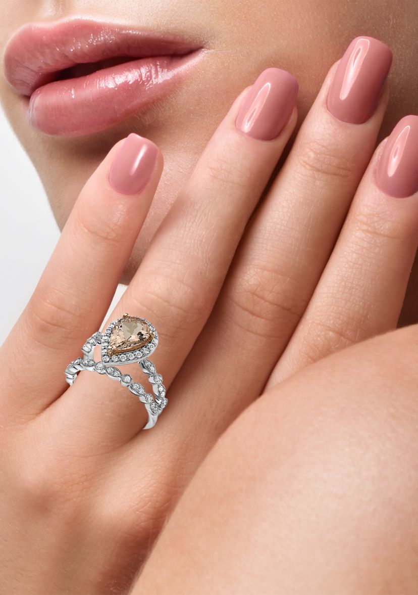 3/8 ct. t.w. Diamond, 1.4 ct. t.w. Morganite Ring in 14K White Gold