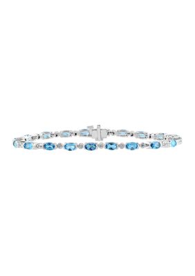 Effy 14K White Gold Diamond And Blue Topaz Bracelet