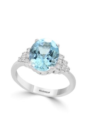 Effy 1/3 Ct. T.w. Diamond Aquamarine Ring In 14K White Gold, 7 -  0617892982309