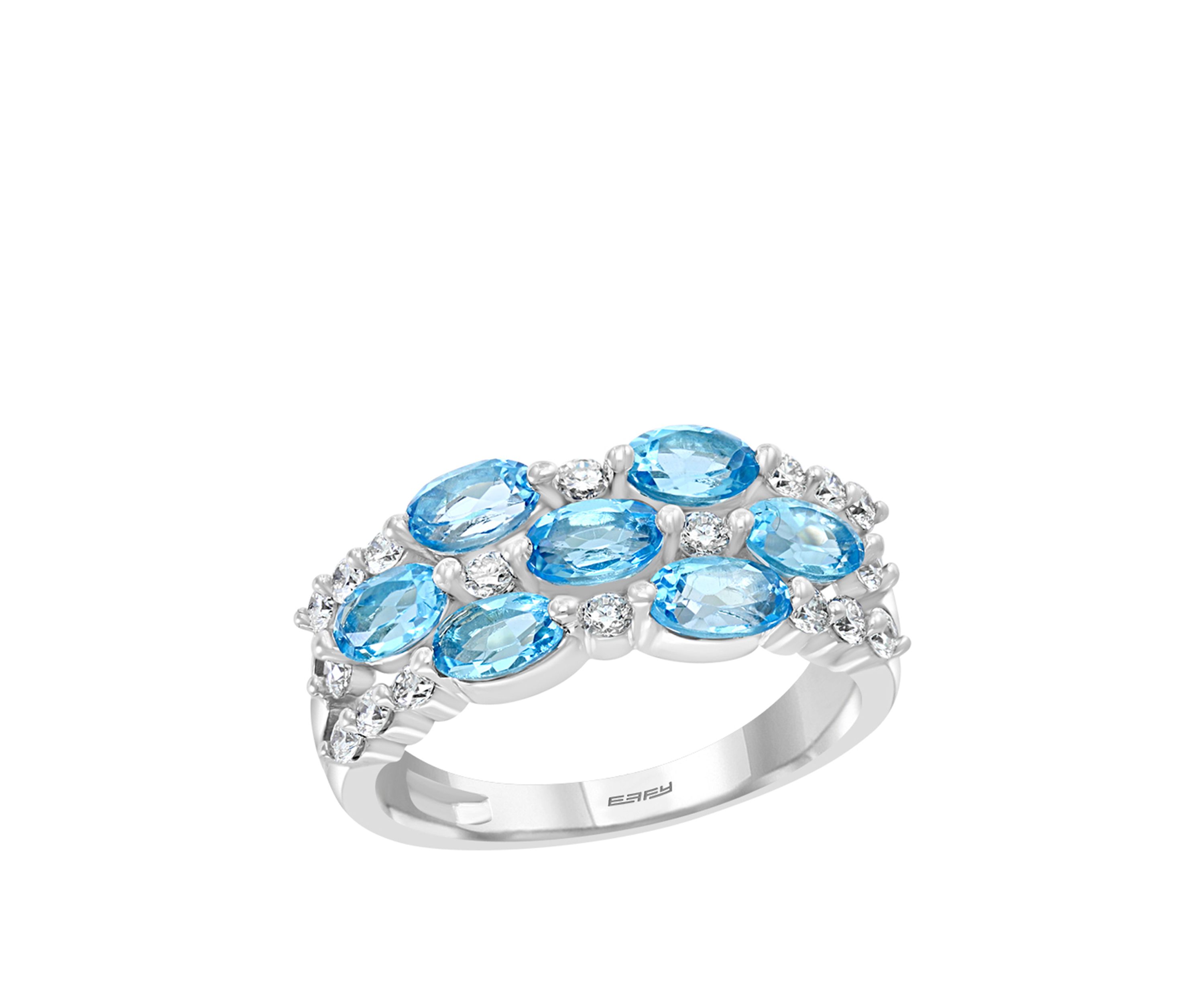 3/8 ct. t.w. Diamond and 2 ct. t.w. Blue Topaz Ring in 14K White Gold 