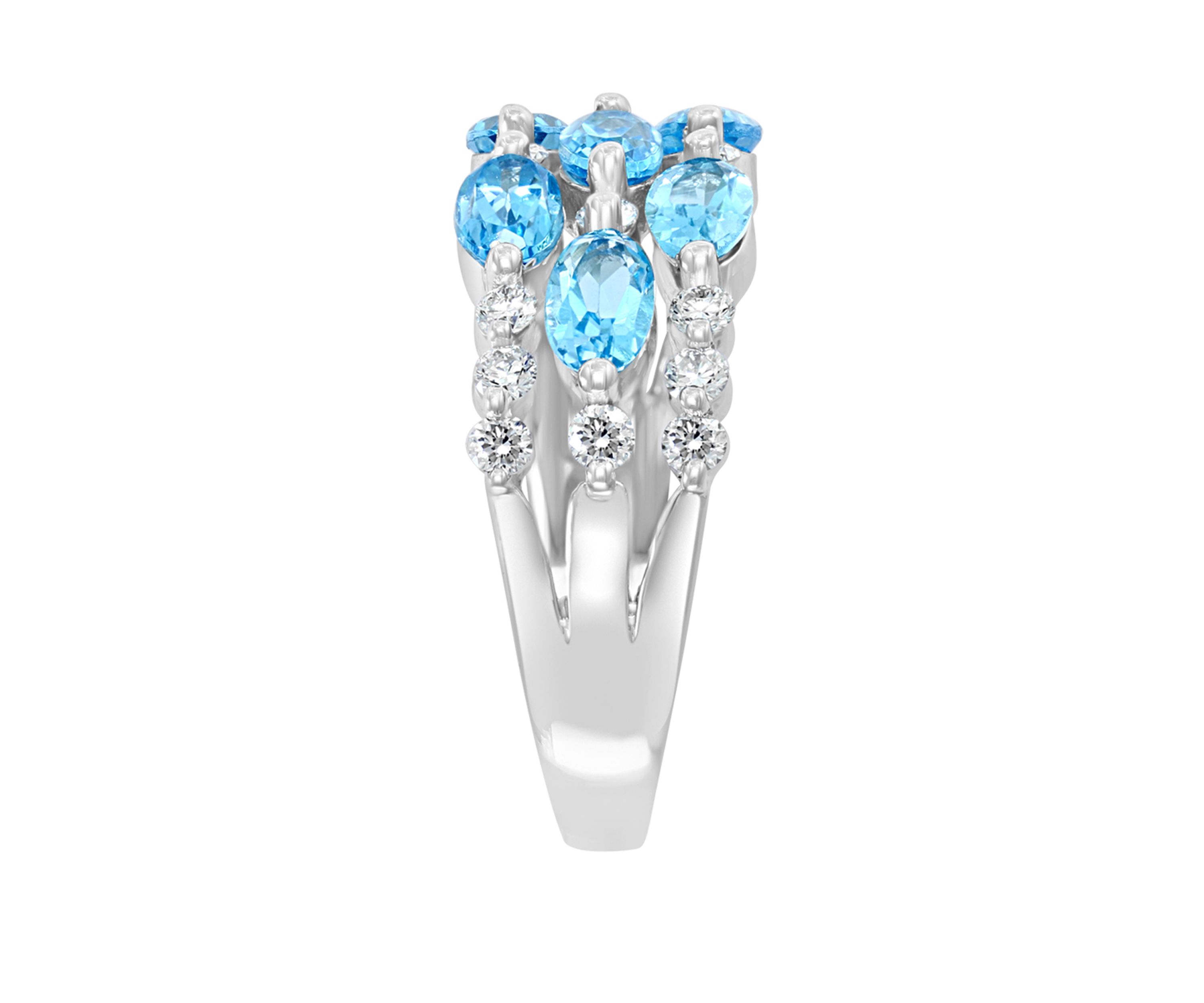 3/8 ct. t.w. Diamond and 2 ct. t.w. Blue Topaz Ring in 14K White Gold 