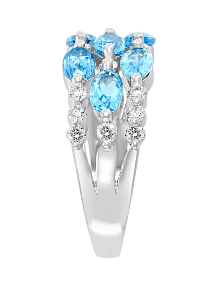 3/8 ct. t.w. Diamond and 2 ct. t.w. Blue Topaz Ring in 14K White Gold 