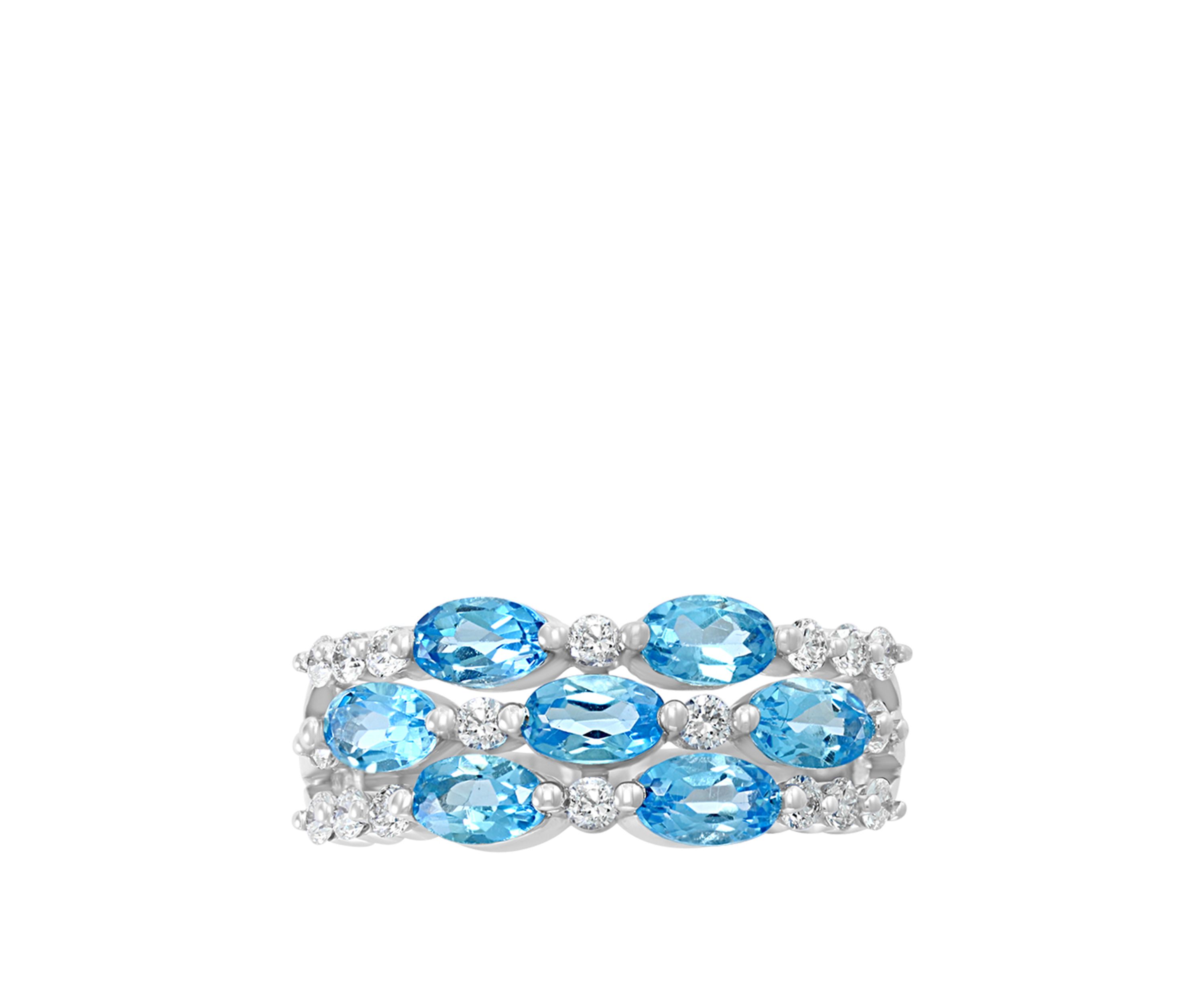 3/8 ct. t.w. Diamond and 2 ct. t.w. Blue Topaz Ring in 14K White Gold 