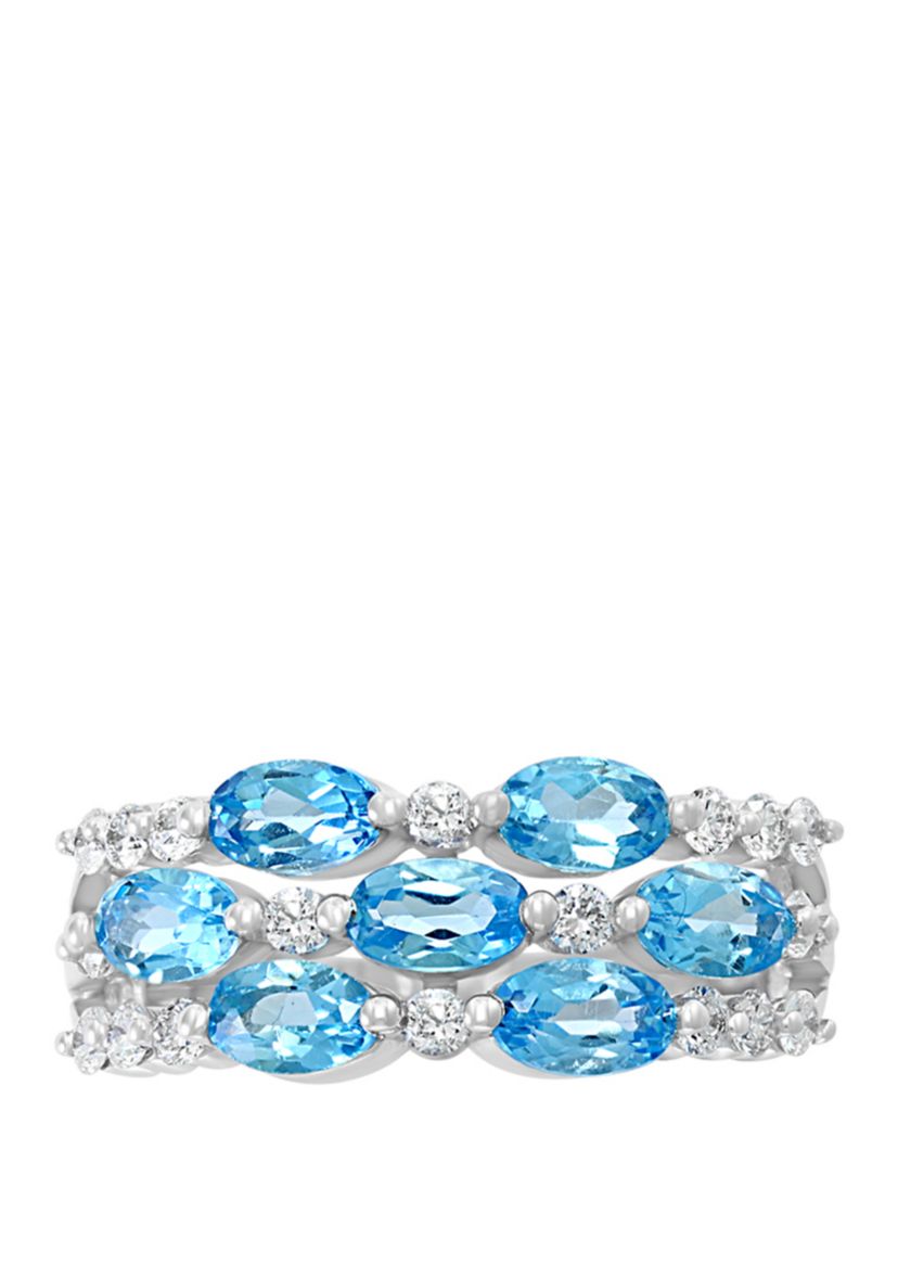 3/8 ct. t.w. Diamond and 2 ct. t.w. Blue Topaz Ring in 14K White Gold 