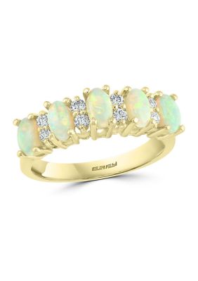 Effy 1/5 Ct. T.w. Diamond And 1 Ct. T.w. Opal Ring In 14K Yellow Gold, 7 -  0617892771156