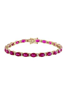 Effy 11.29 ct. t.w. Lab Grown Ruby, 1/2 ct. t.w. Lab Grown Diamond Bracelet in 14K Yellow Gold -  0191120979069